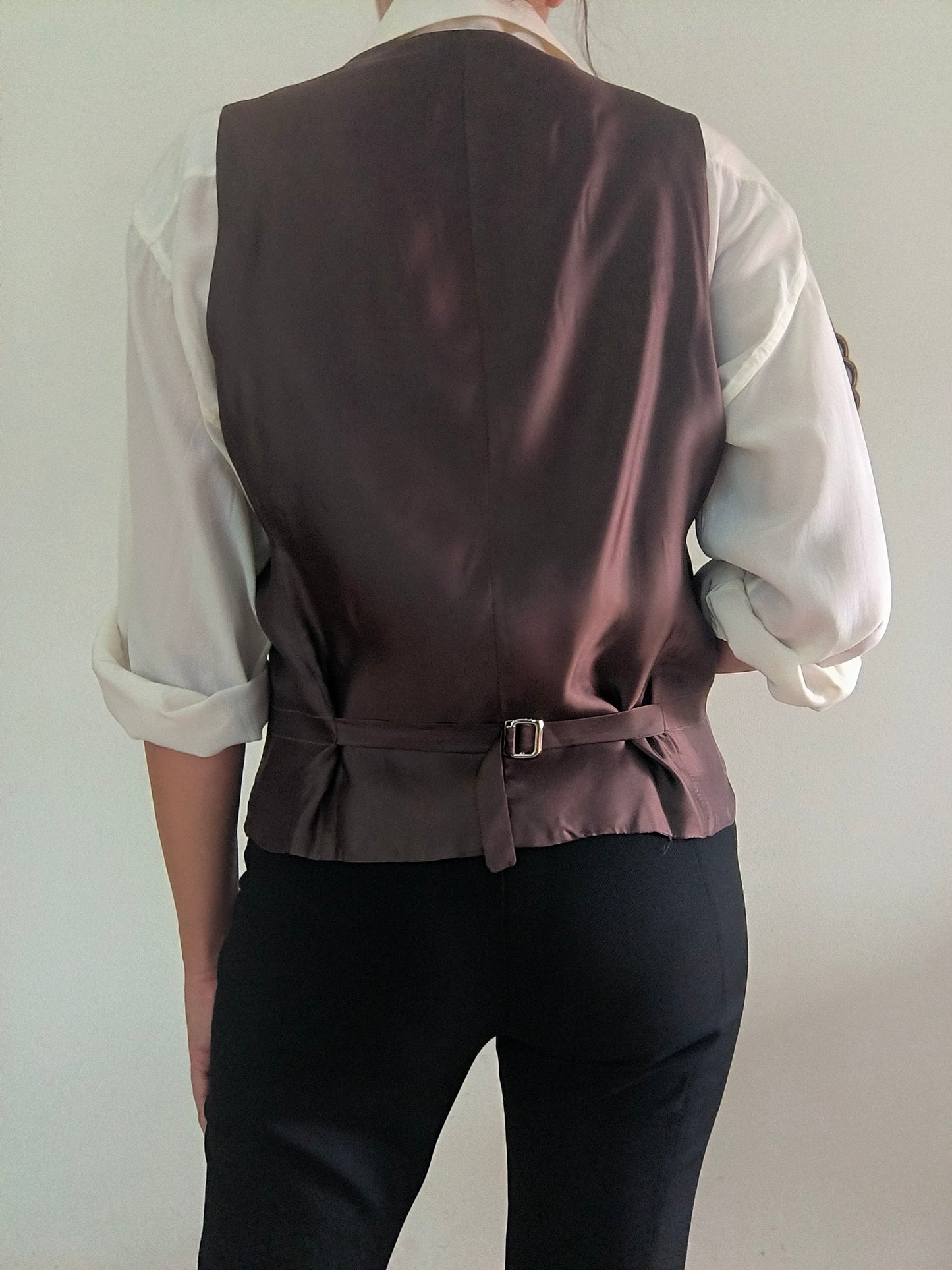 Gilet marrone/grigio pura lana vergine tg 48