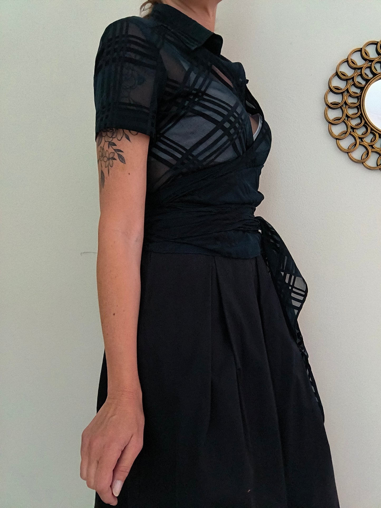 Camicia a incrocio semitrasparente