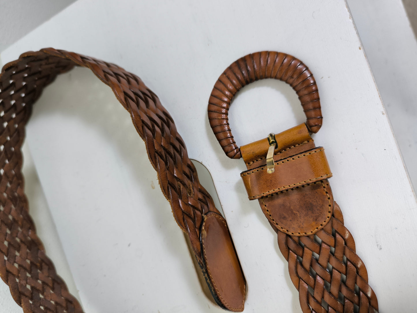 Cintura vintage in pelle intrecciata