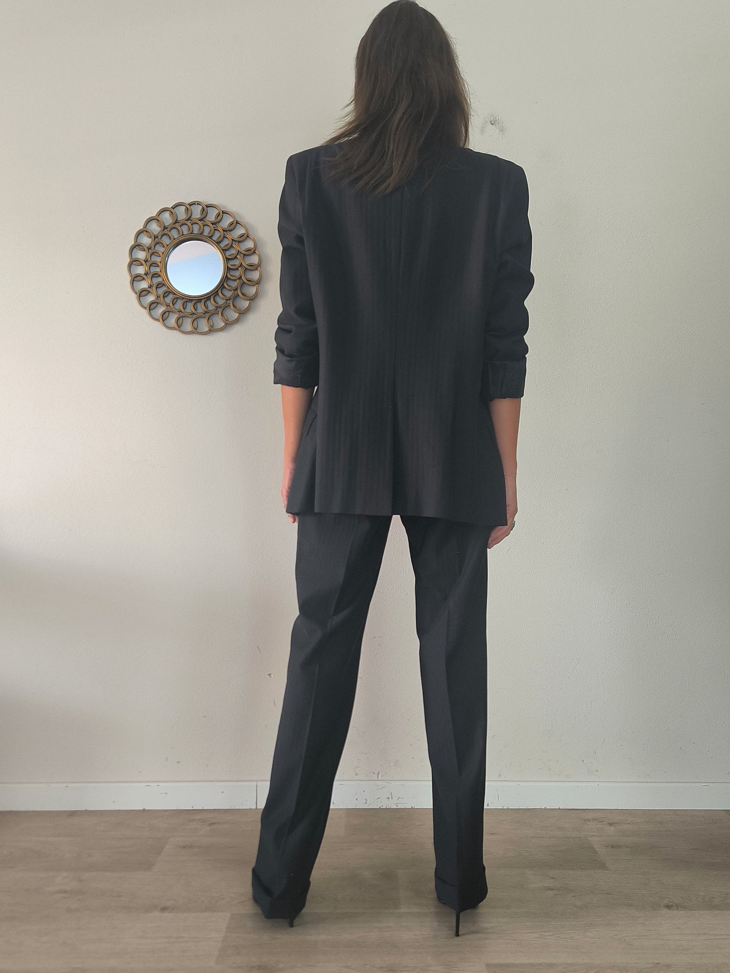 Completo giacca pantalone Versace in lana nero