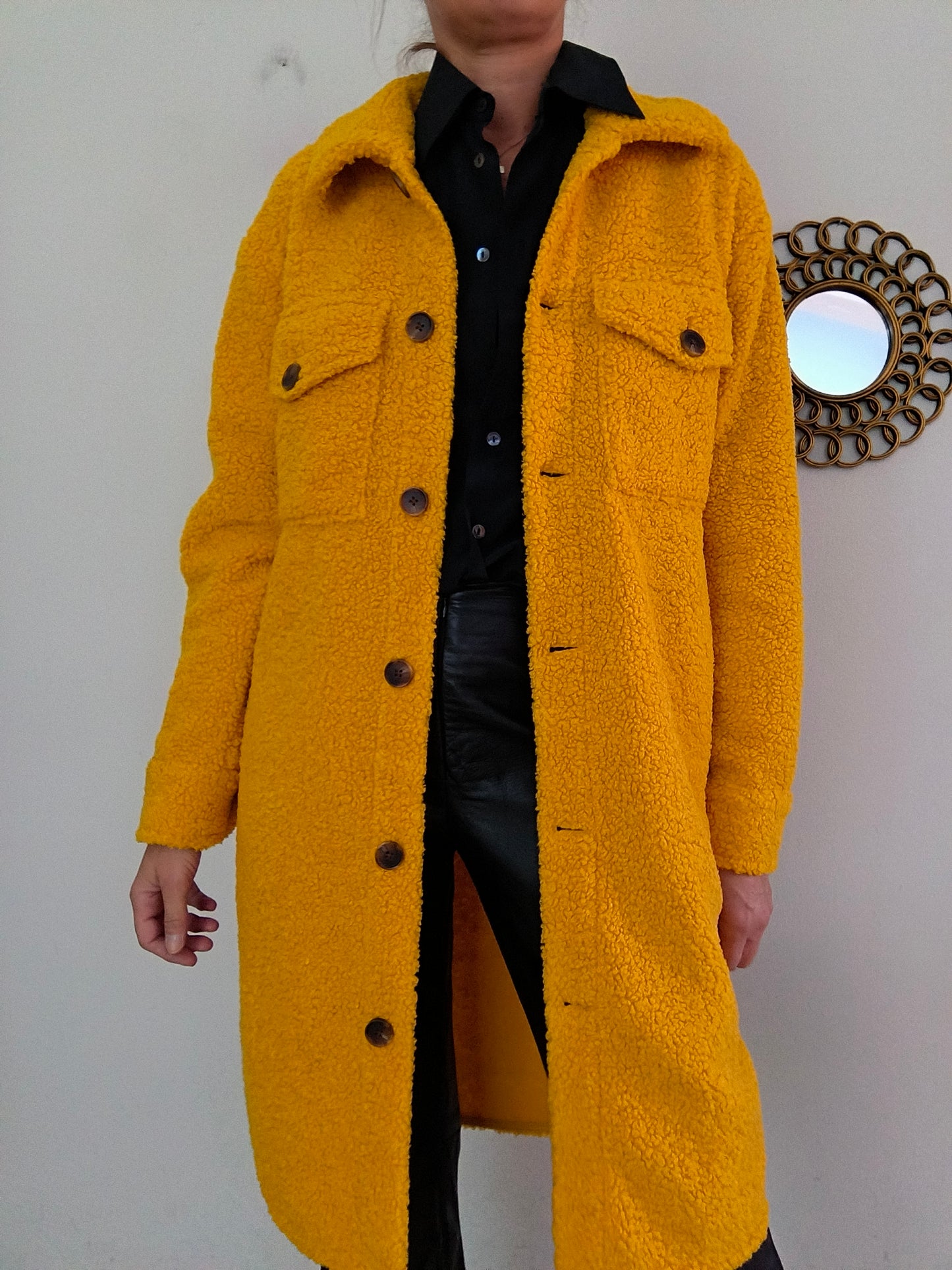 Cappotto teddy senape