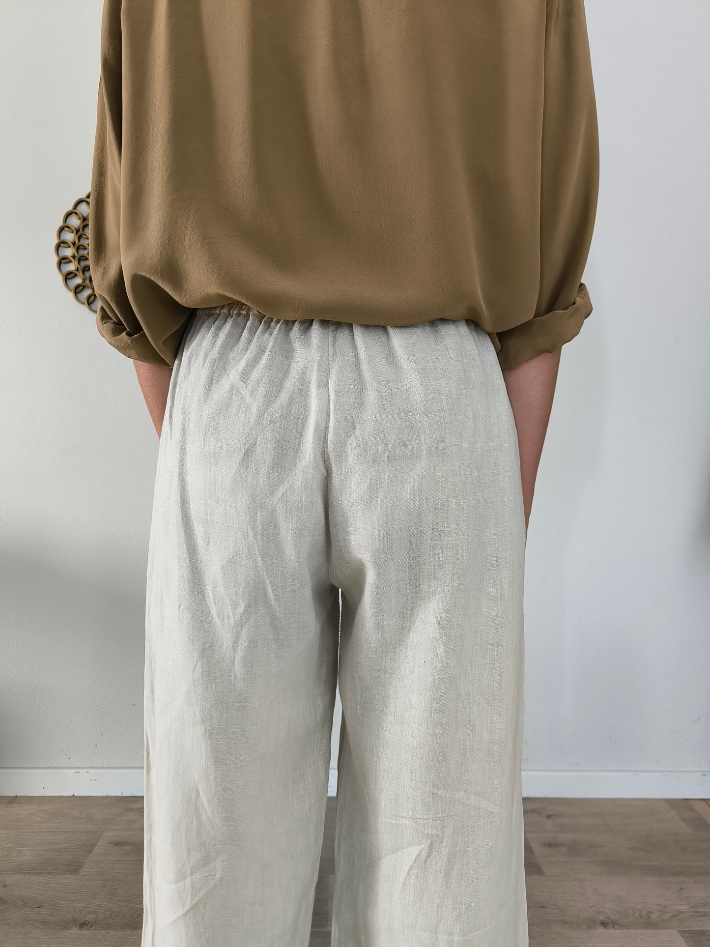 Pantalone lino écru tg L