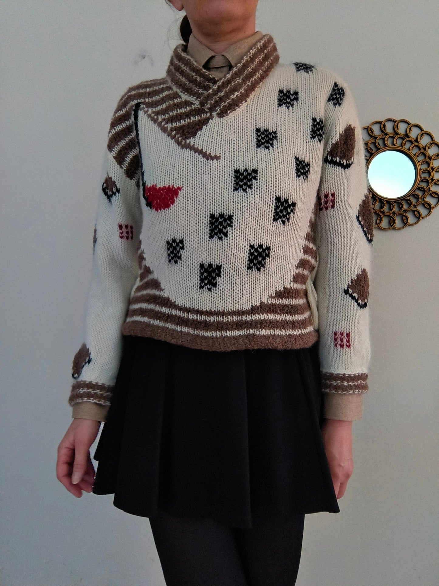 Maglione vintage fantasia in lana alpaca