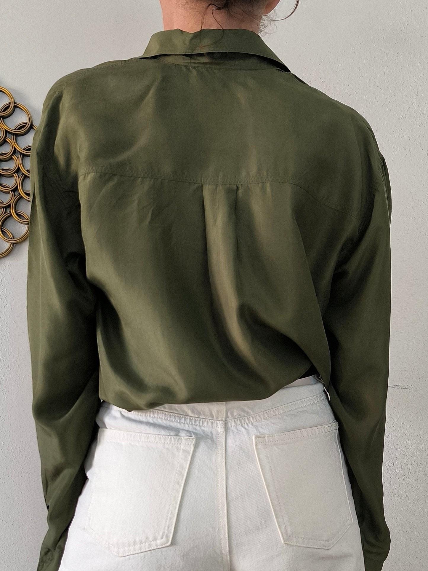 Camicia pura seta kaki