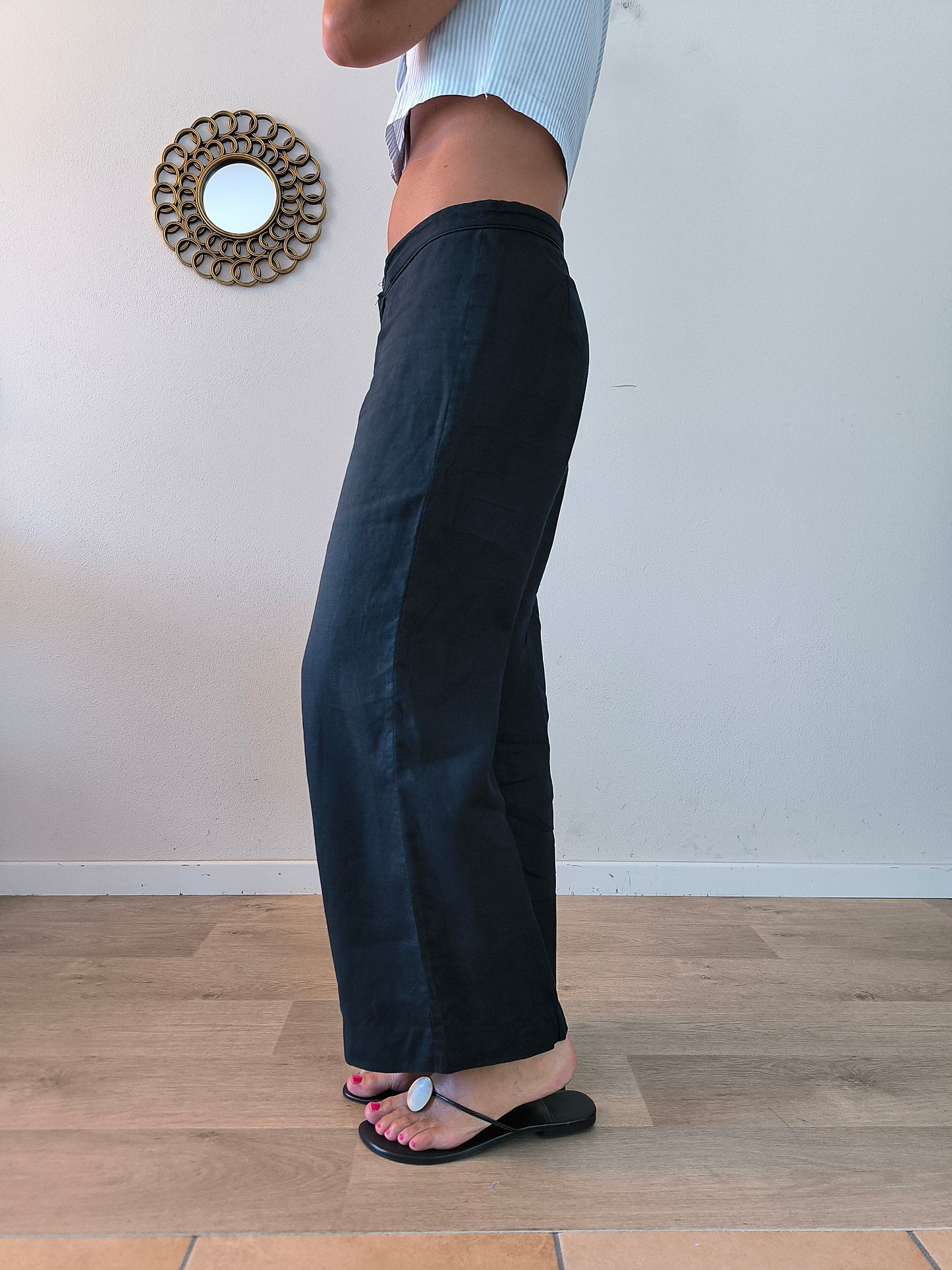 Pantalone Niama in puro lino nero