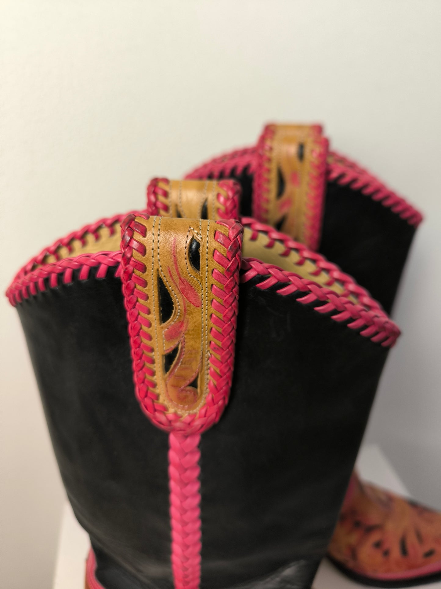 Texano Blumarine in pelle nero/rosa n. 40