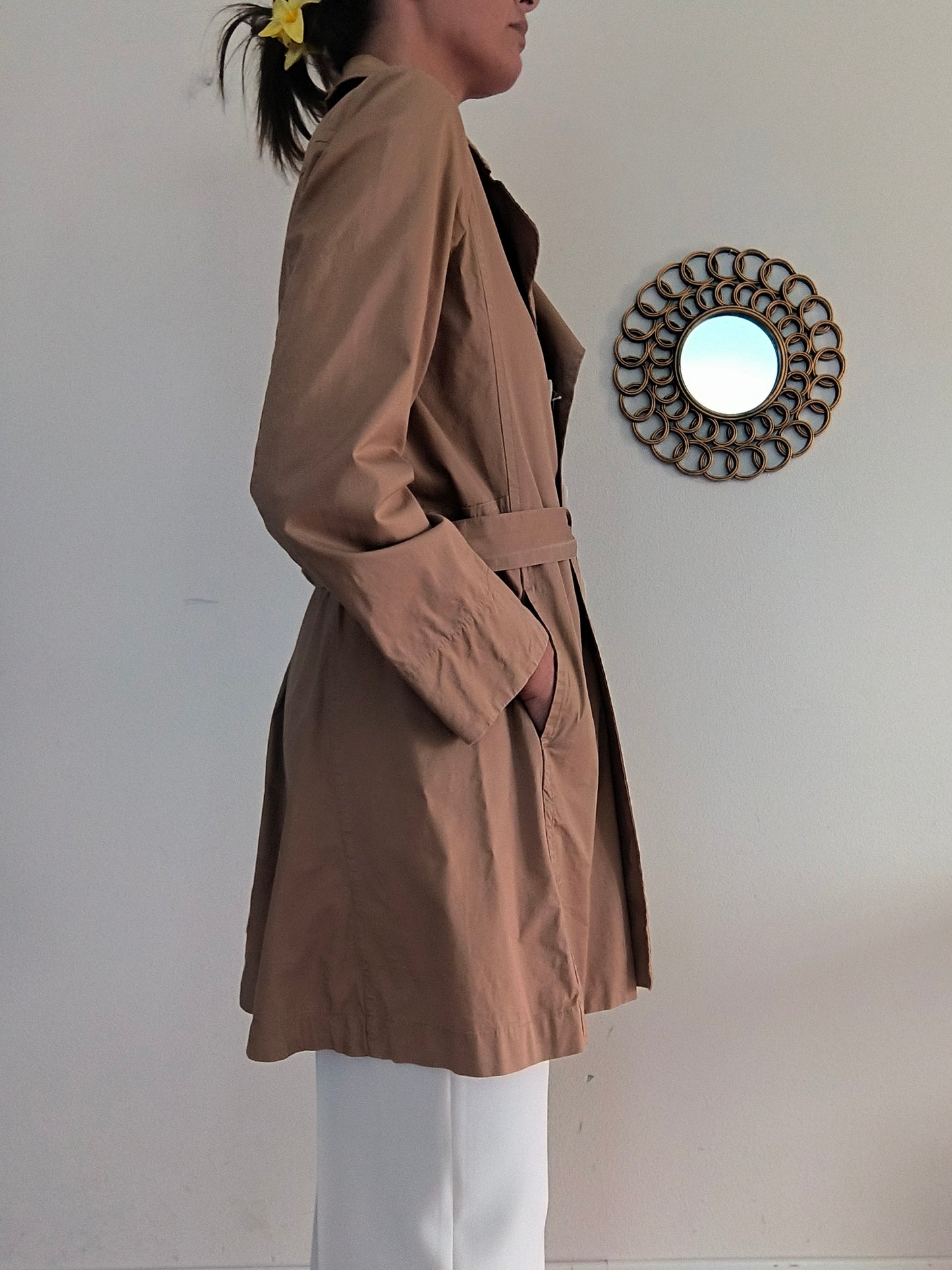 Trench cammello in cotone