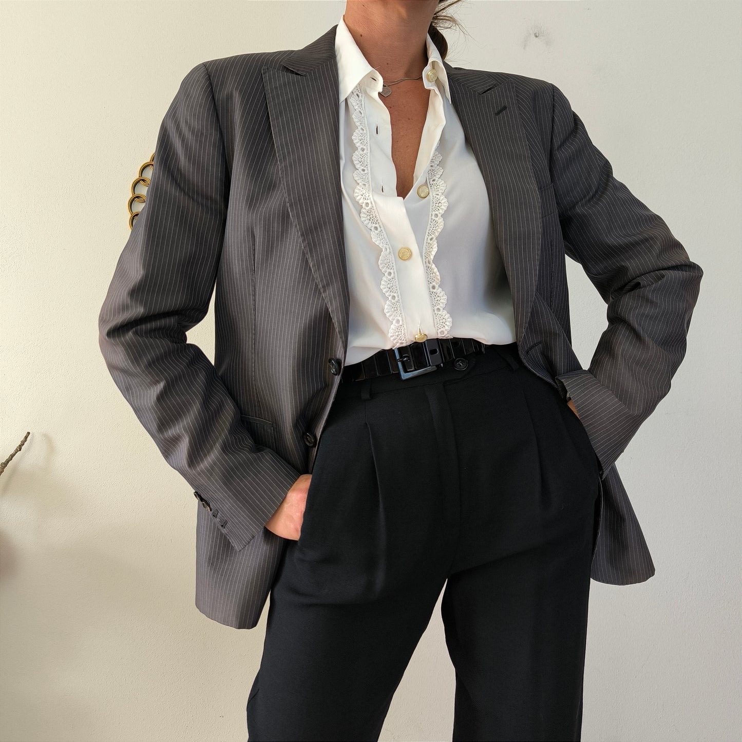 Blazer Tonello cotone/seta gessato grigio tg 48
