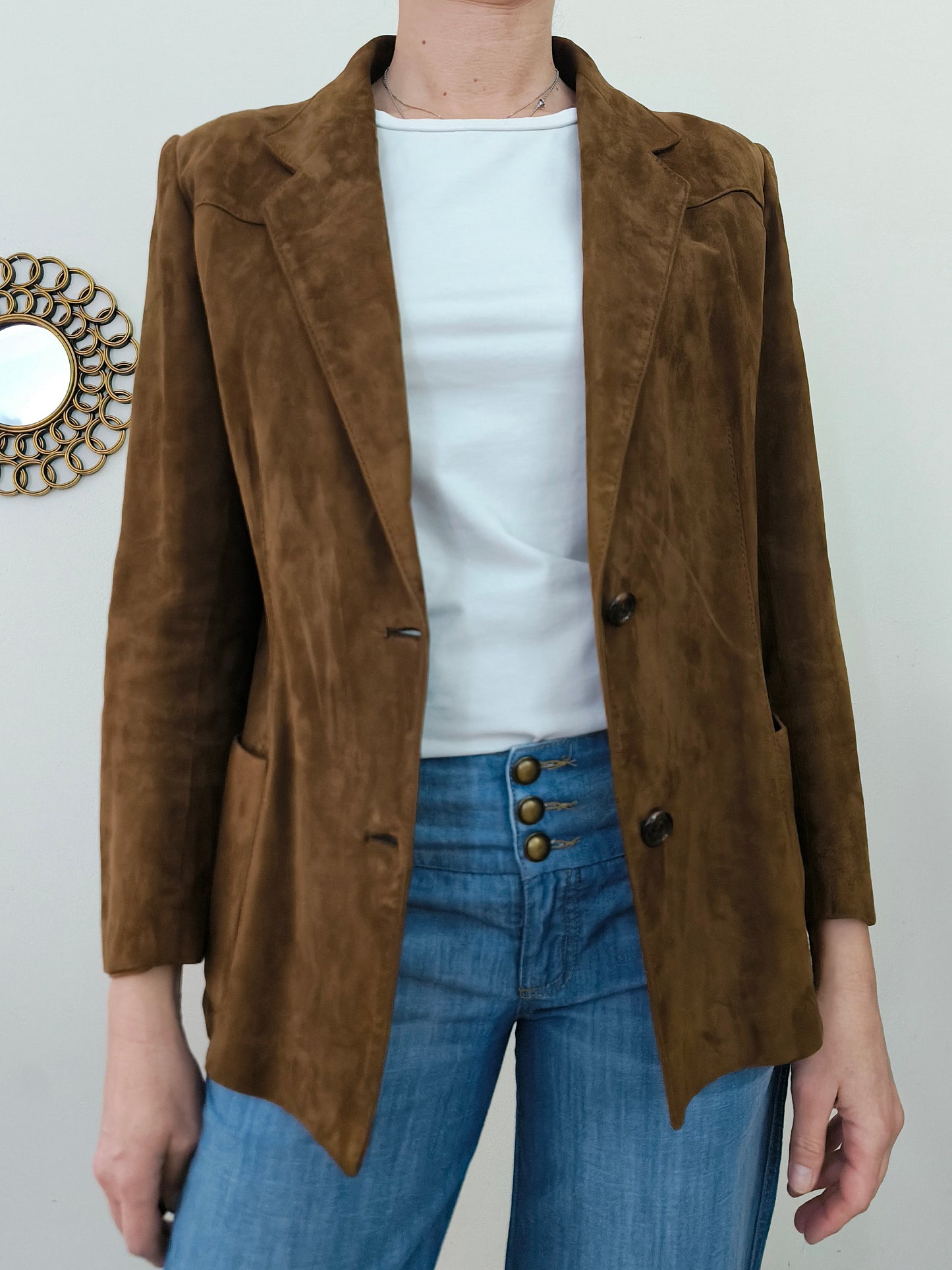 Blazer in pelle scamosciata marrone