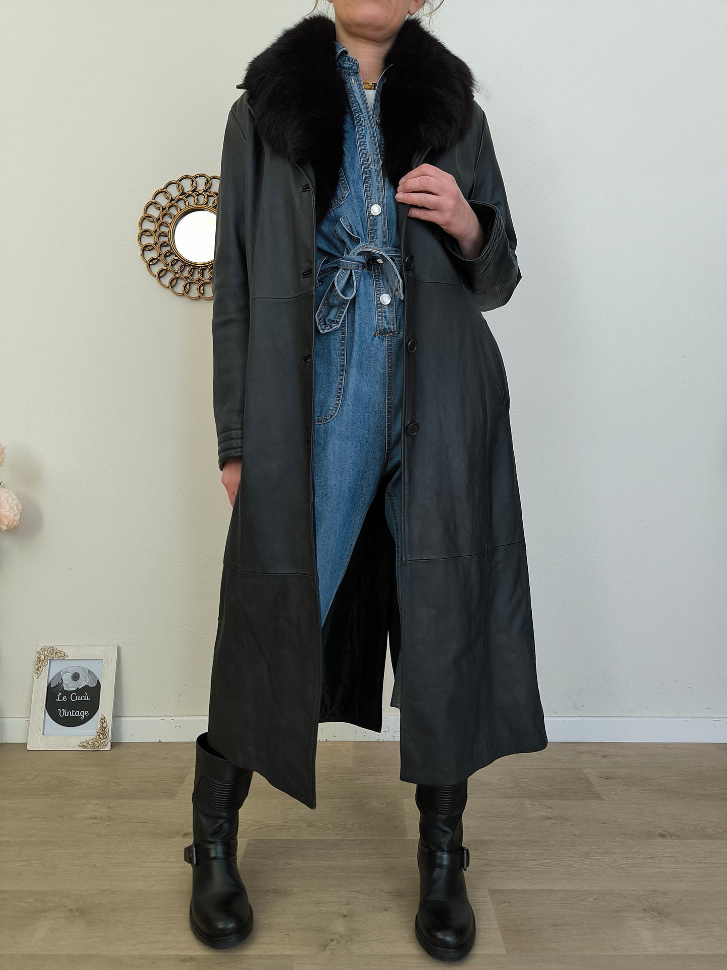 Cappotto vera pelle nero