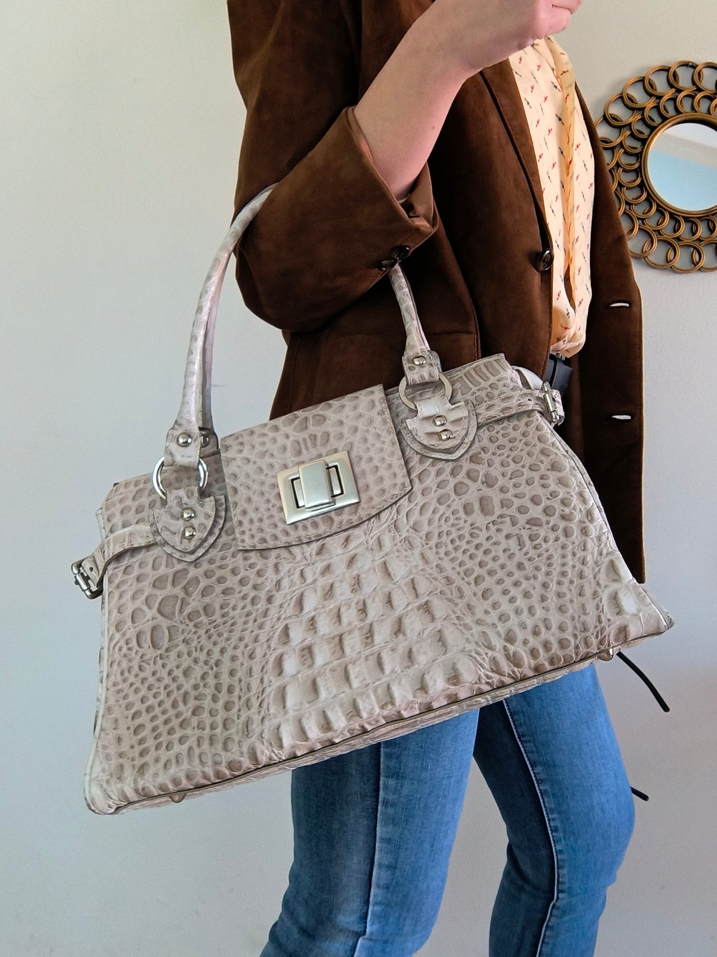 Borsa tote vera pelle ghiaccio