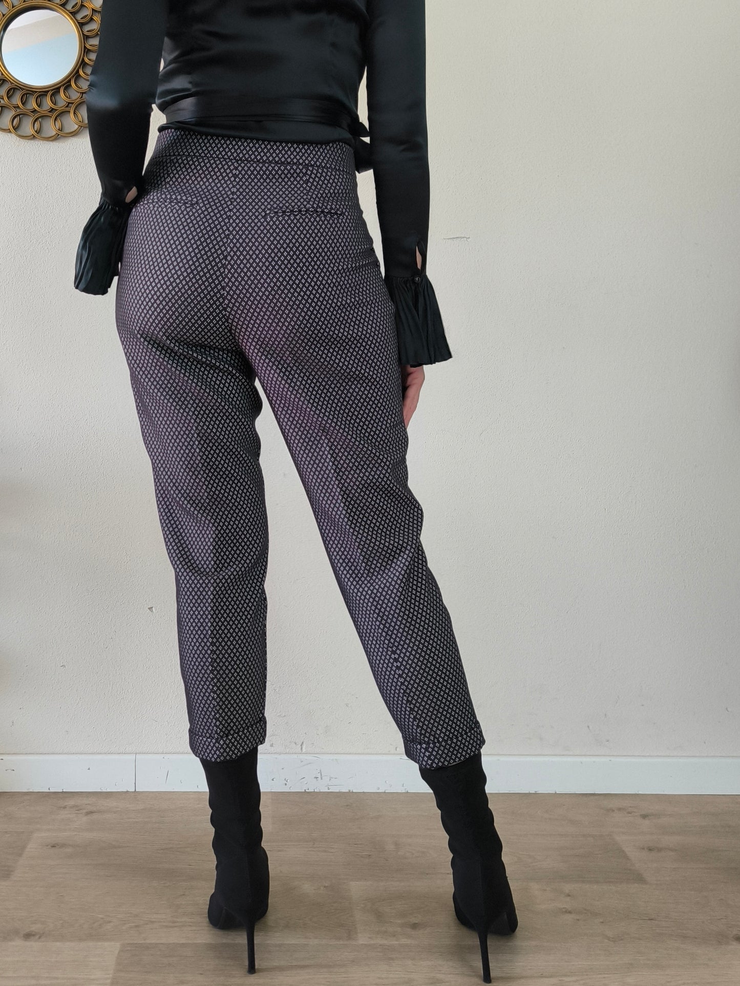 Pantalone Benetton nero con piccola fantasia tg S