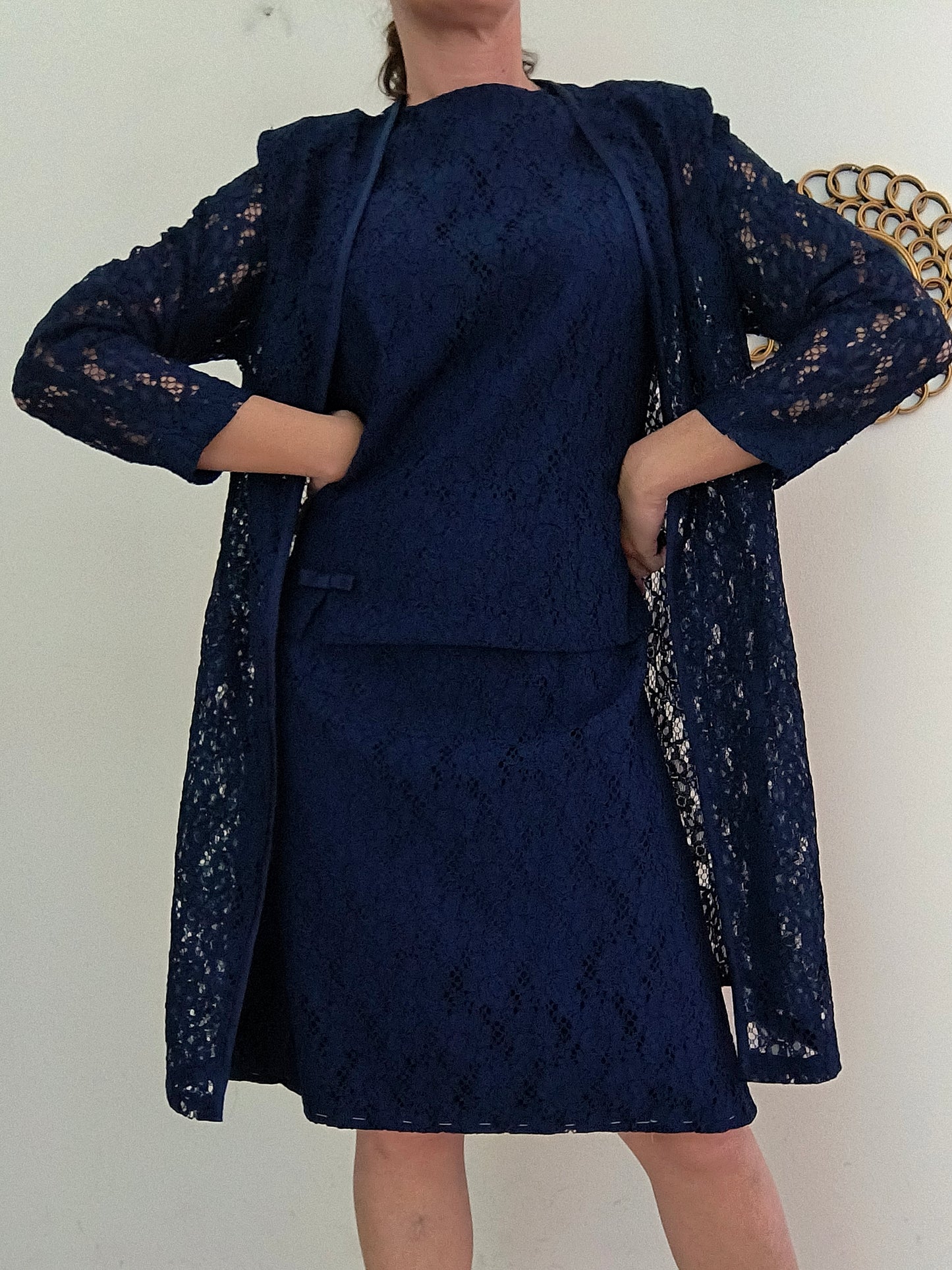 Completo anni 60 in pizzo macramè svizzero