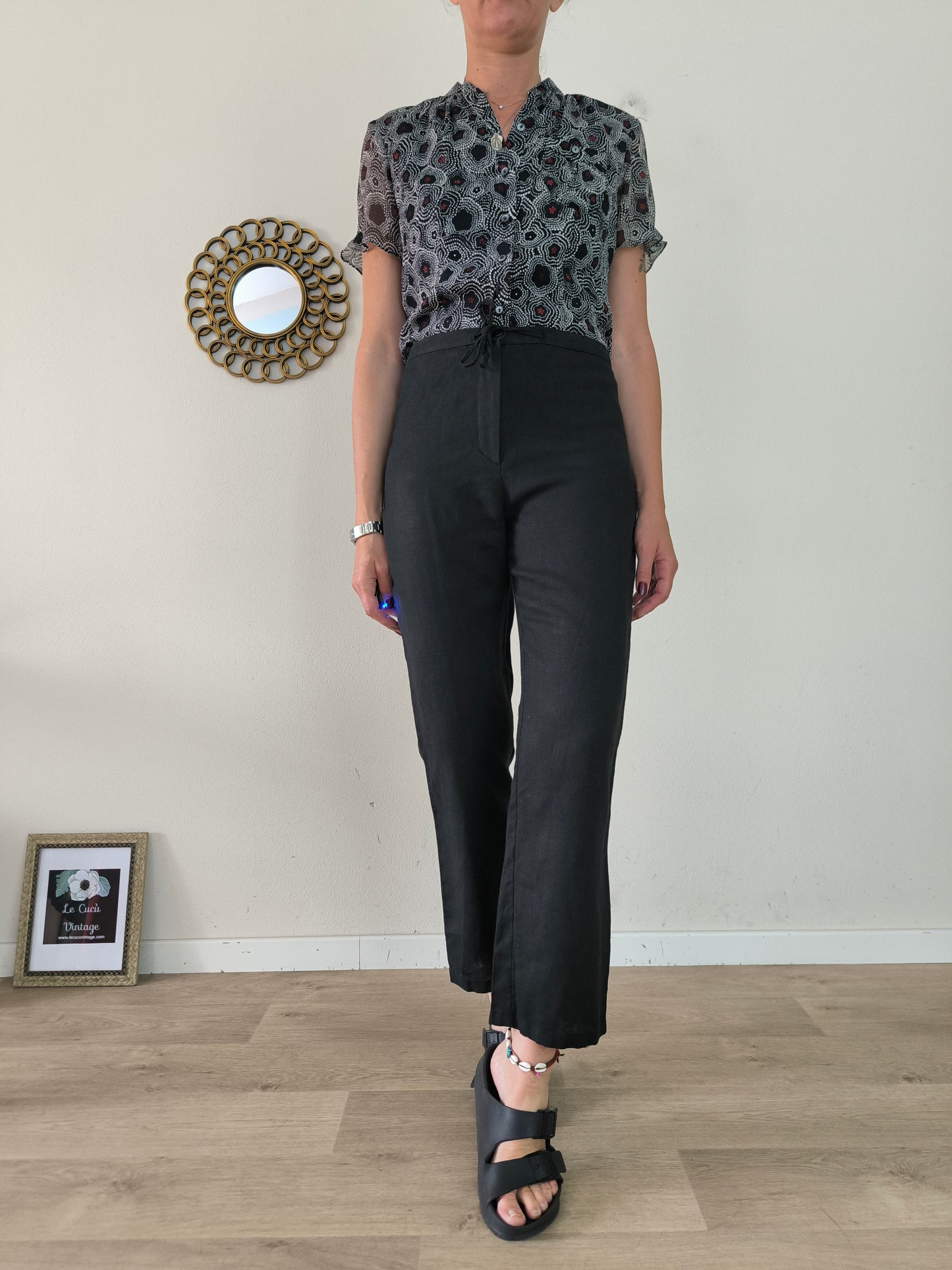 Pantalone in lino nero size S/M