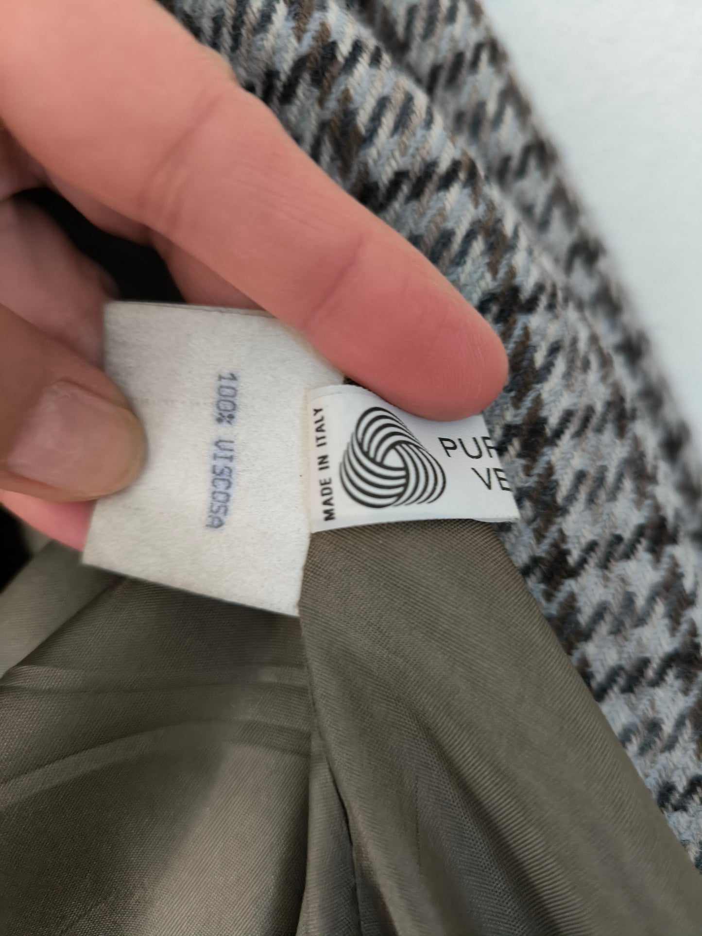 Blazer pura lana vergine piedi poule grigio/marrone tg M
