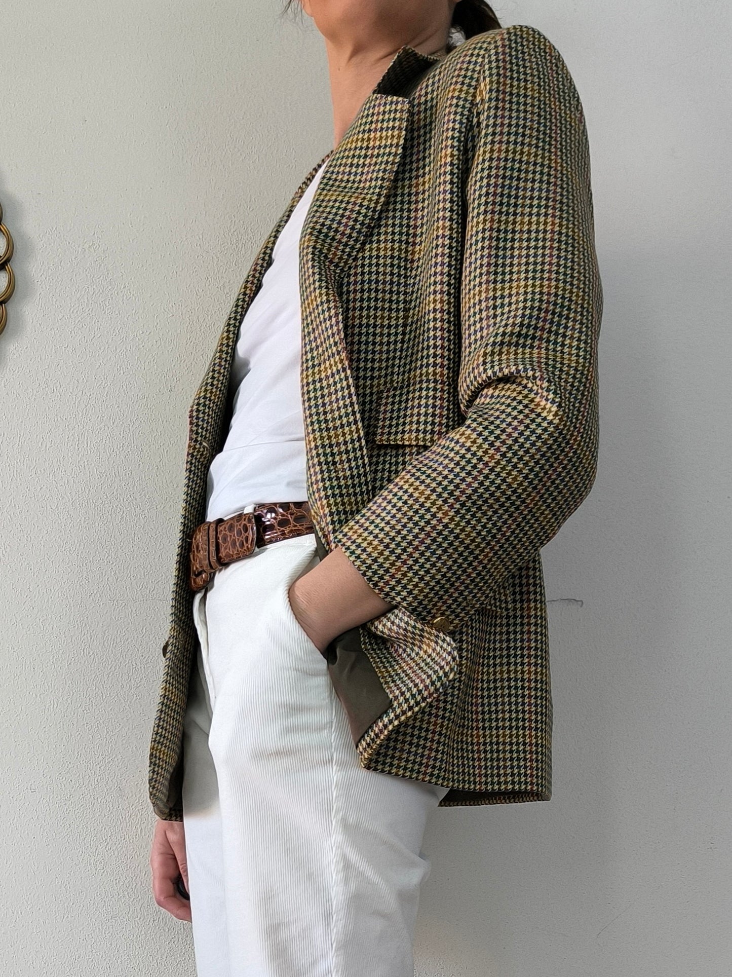 Blazer sartoriale chiaro in lana pied de poule tg M/L