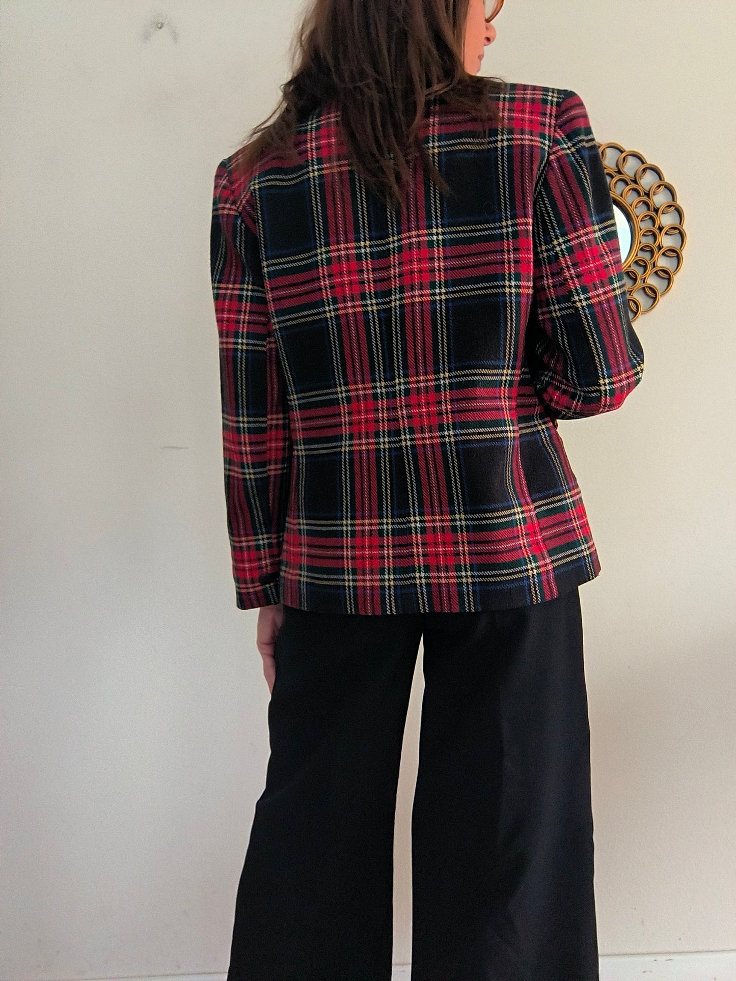 Blazer in tartan rosso/nero tg M