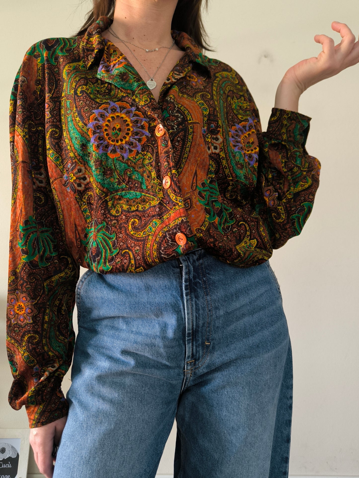 Camicia over sartoriale in velluto fantasia