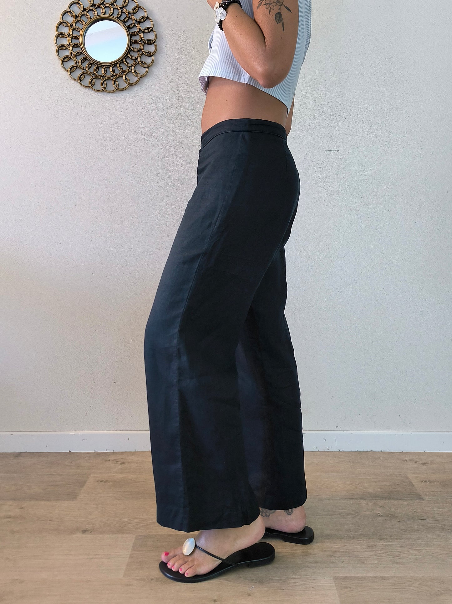 Pantalone Niama in puro lino nero