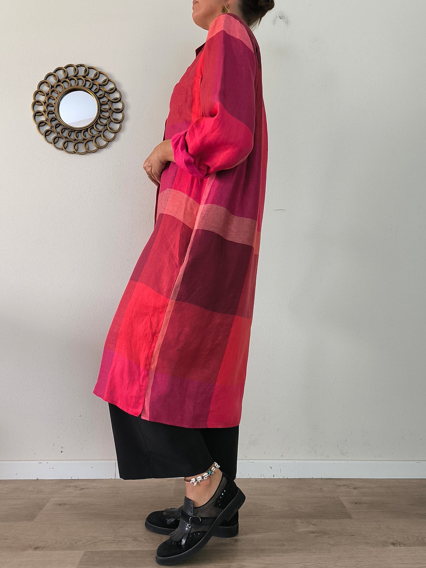 Spolverino/chemisier Gilmar in lino magenta