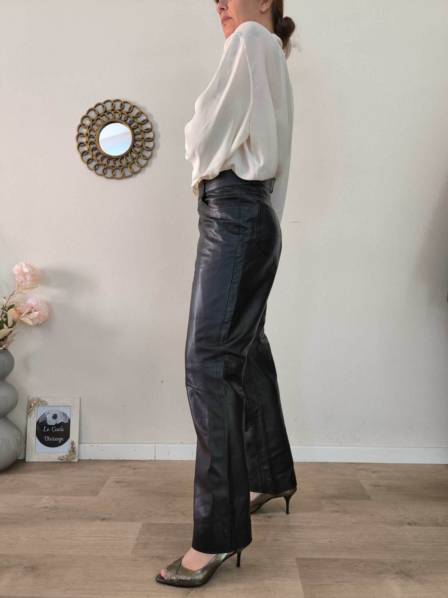 Pantalone in pelle nero tg 52