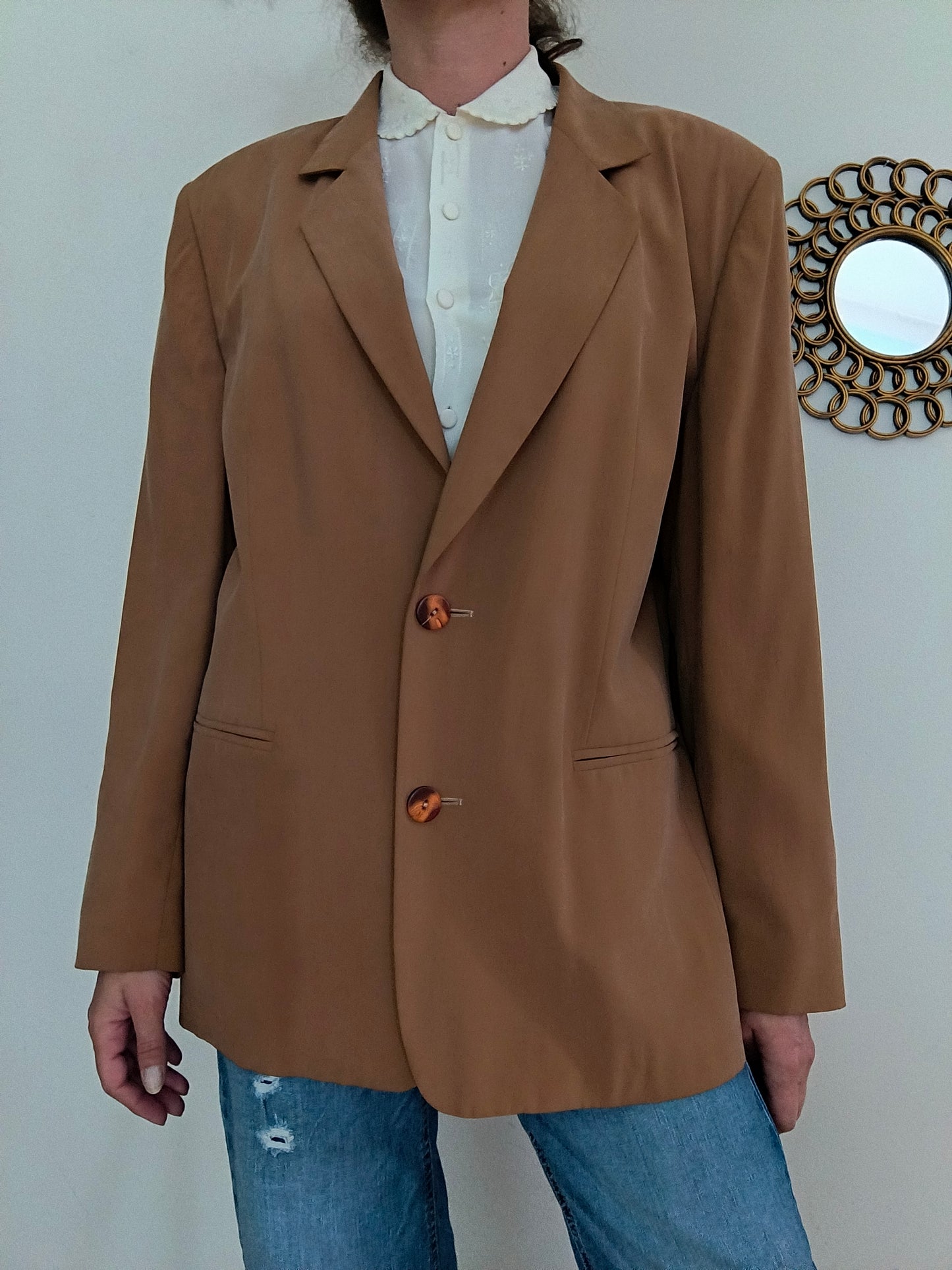 Blazer cammello vintage in viscosa