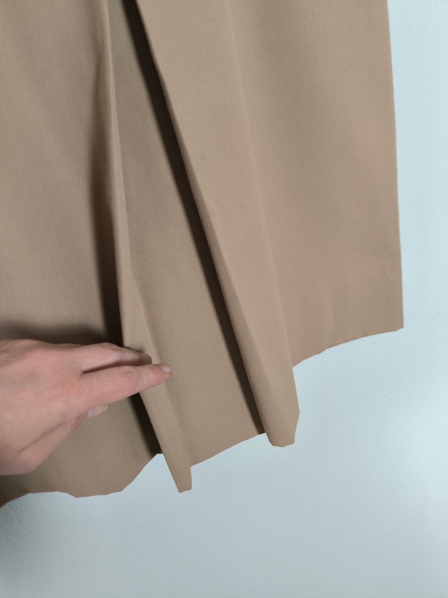 Gonna godet 1960/70s in lana rasata color crema