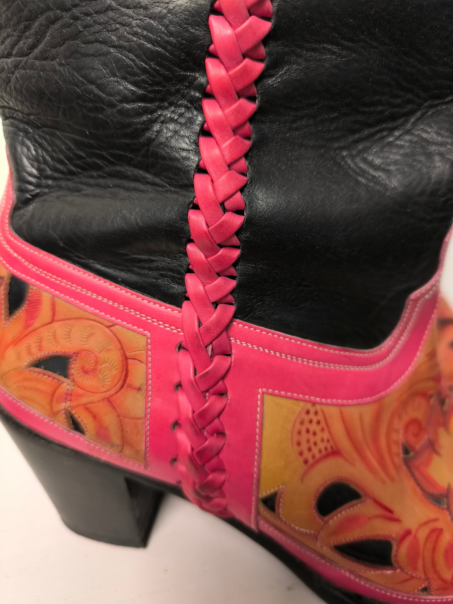 Texano Blumarine in pelle nero/rosa n. 40