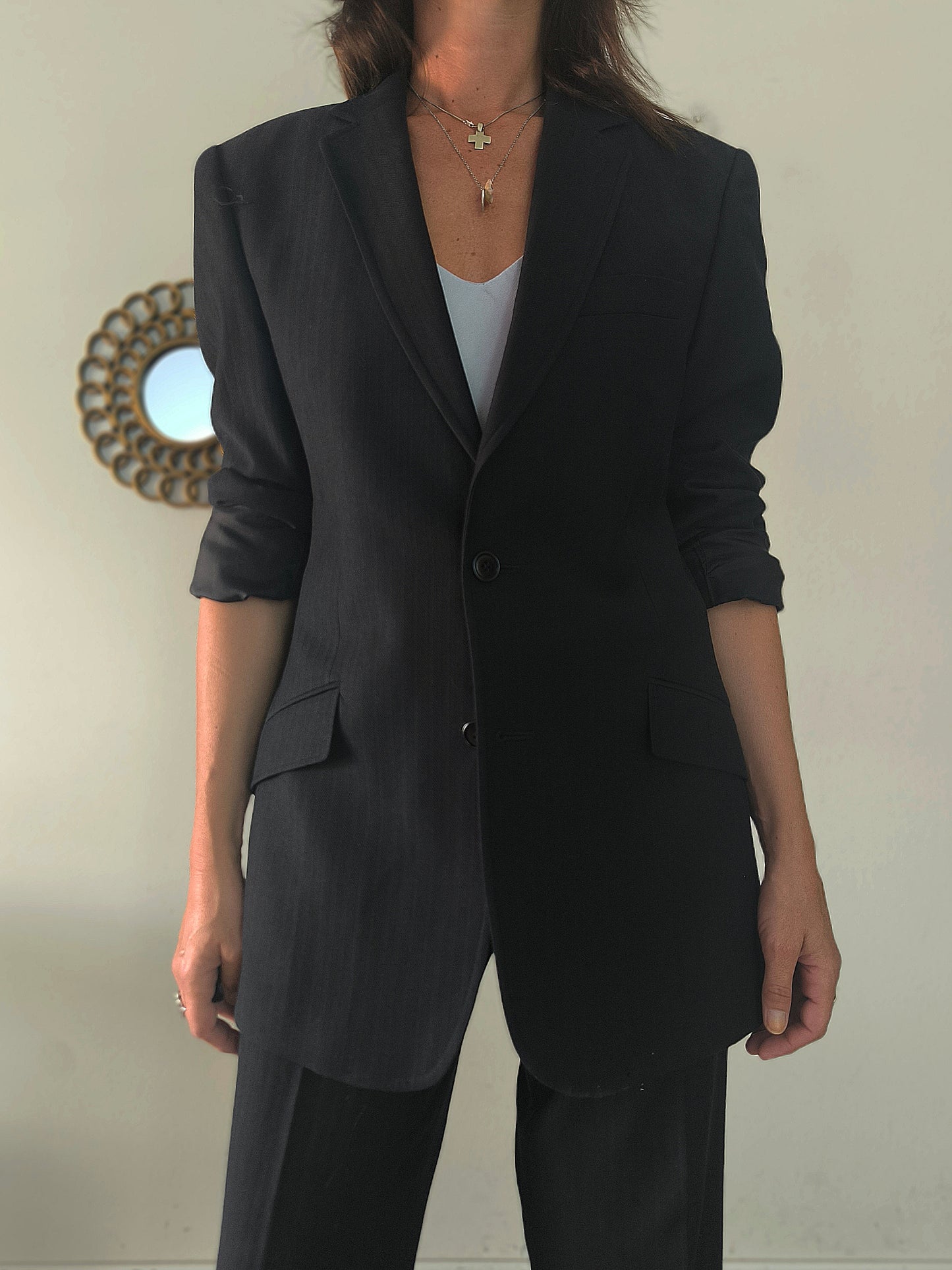 Completo giacca pantalone Versace in lana nero