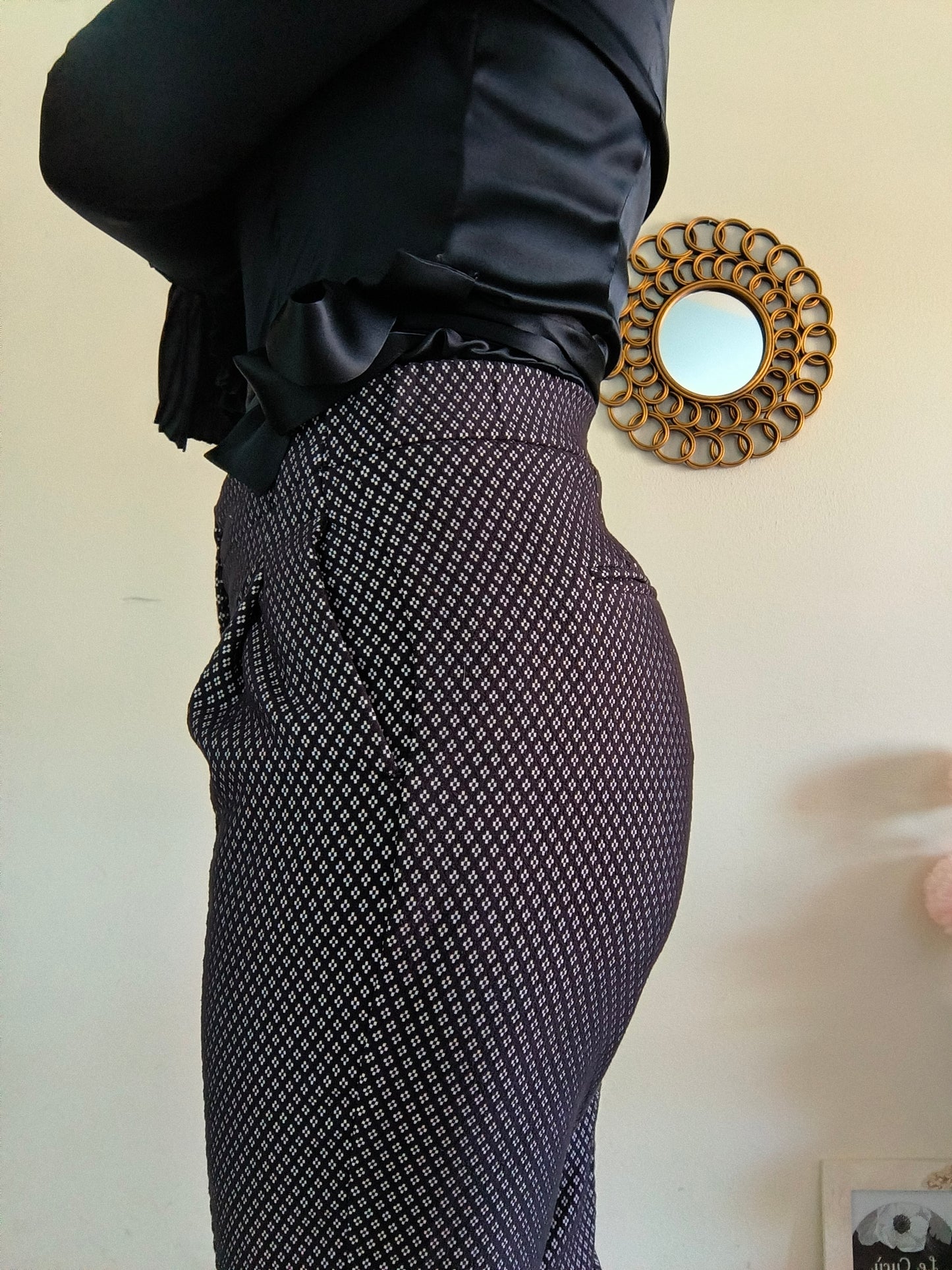 Pantalone Benetton nero con piccola fantasia tg S