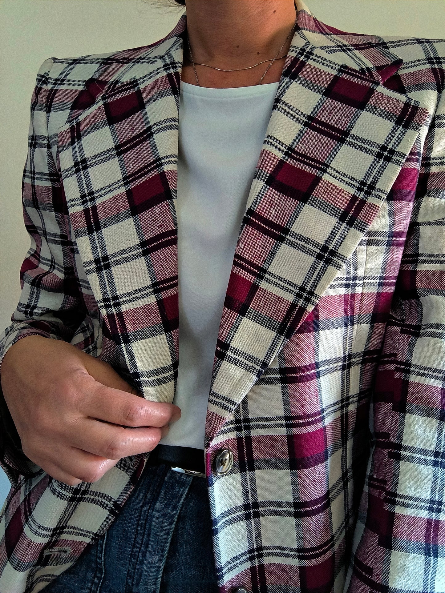 Blazer sartoriale vintage unisex a quadri tg M
