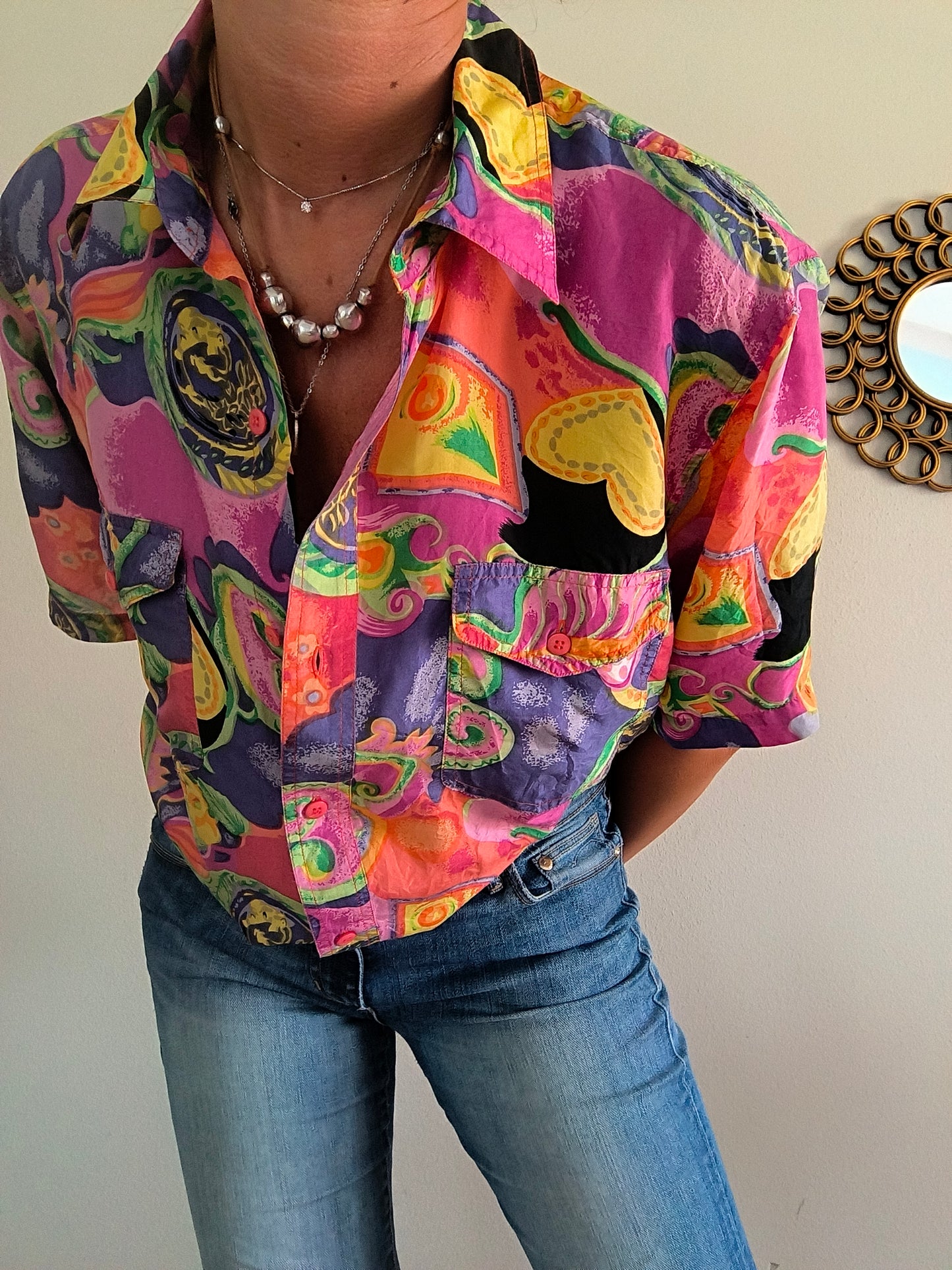 Camicia vintage fantasia pura seta unisex
