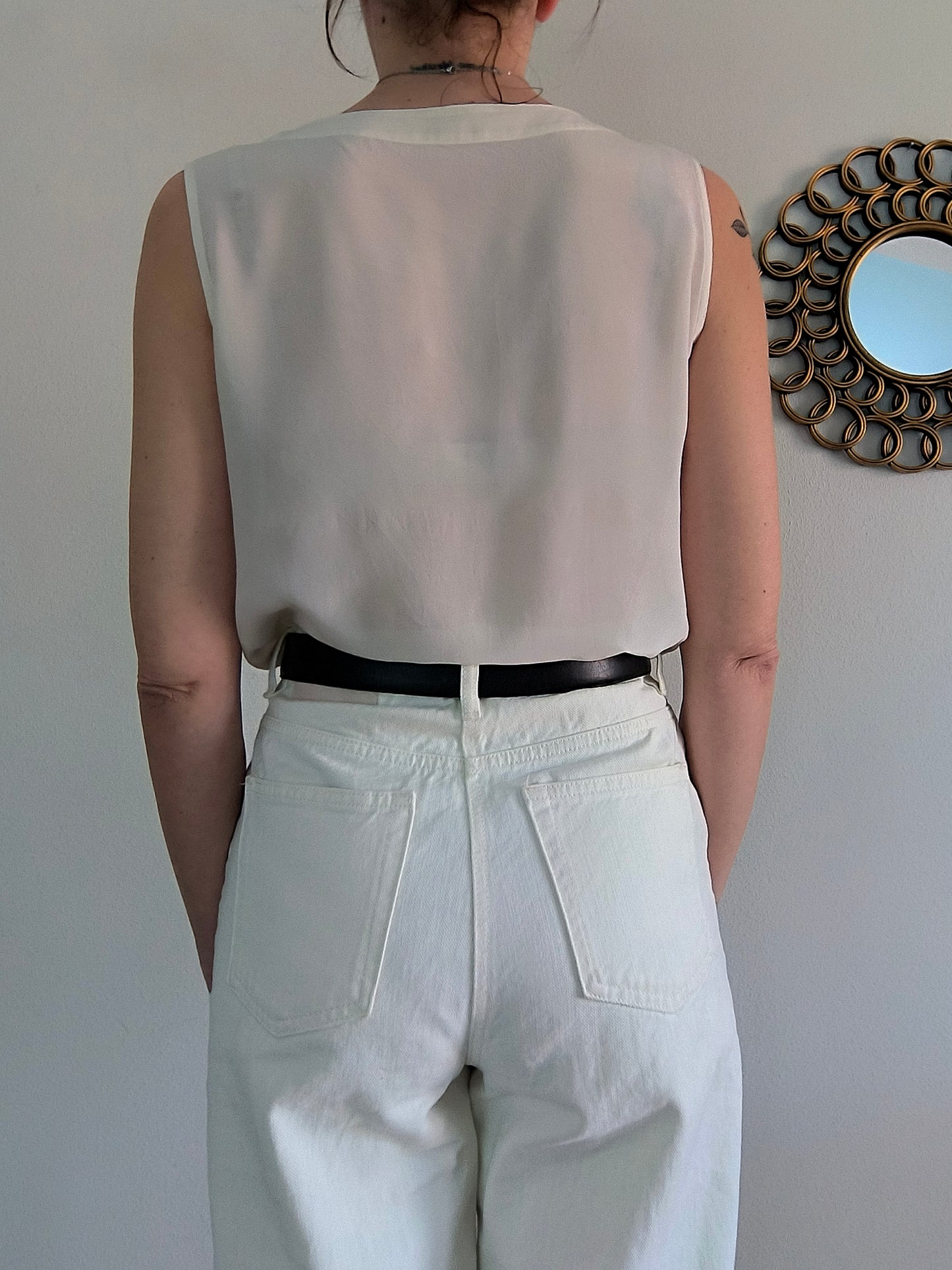 Blusa sartoriale in seta panna tg S/M