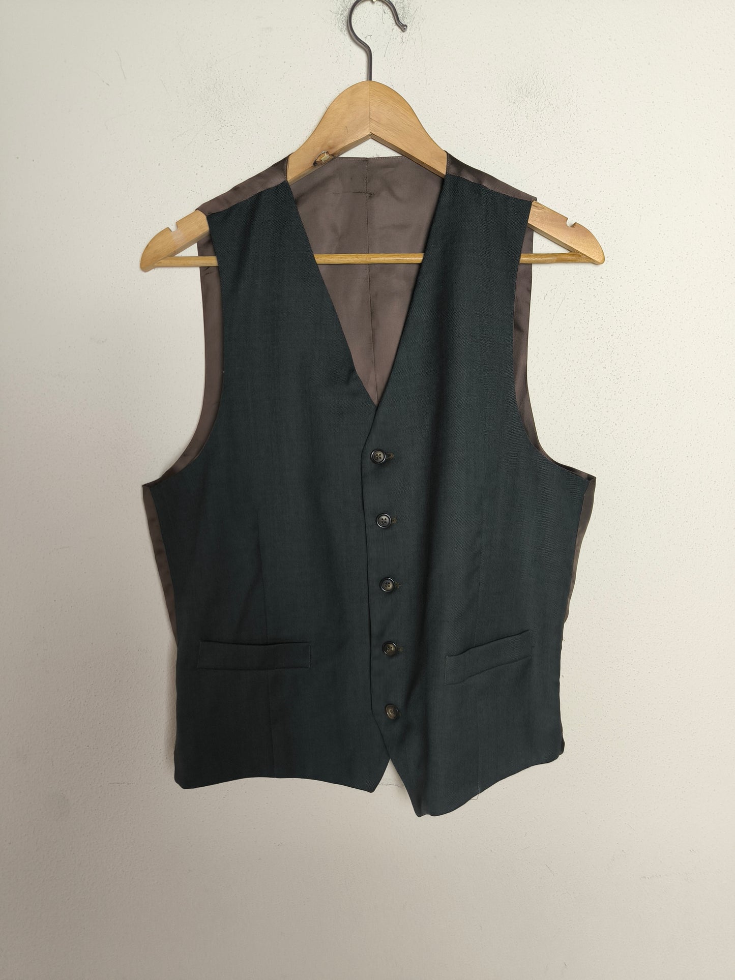 Gilet marrone/grigio pura lana vergine tg 48