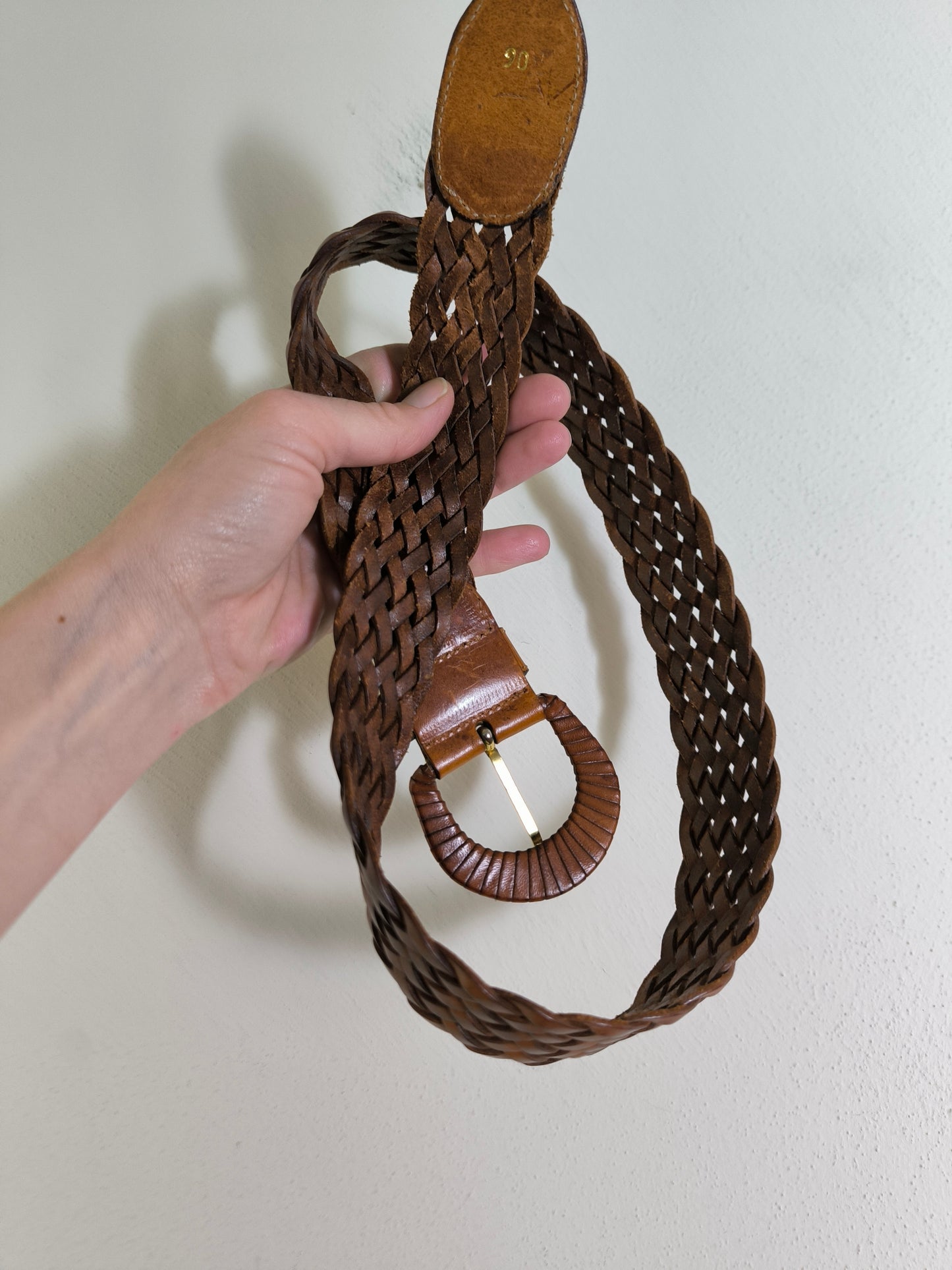 Cintura vintage in pelle intrecciata