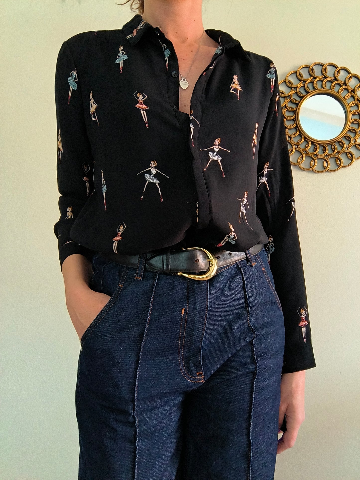 Camicia con ballerine nera