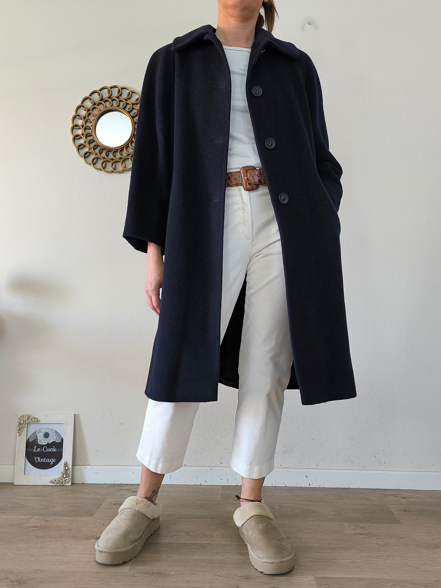 Cappotto lanificio Campore blu notte pura lana vergine