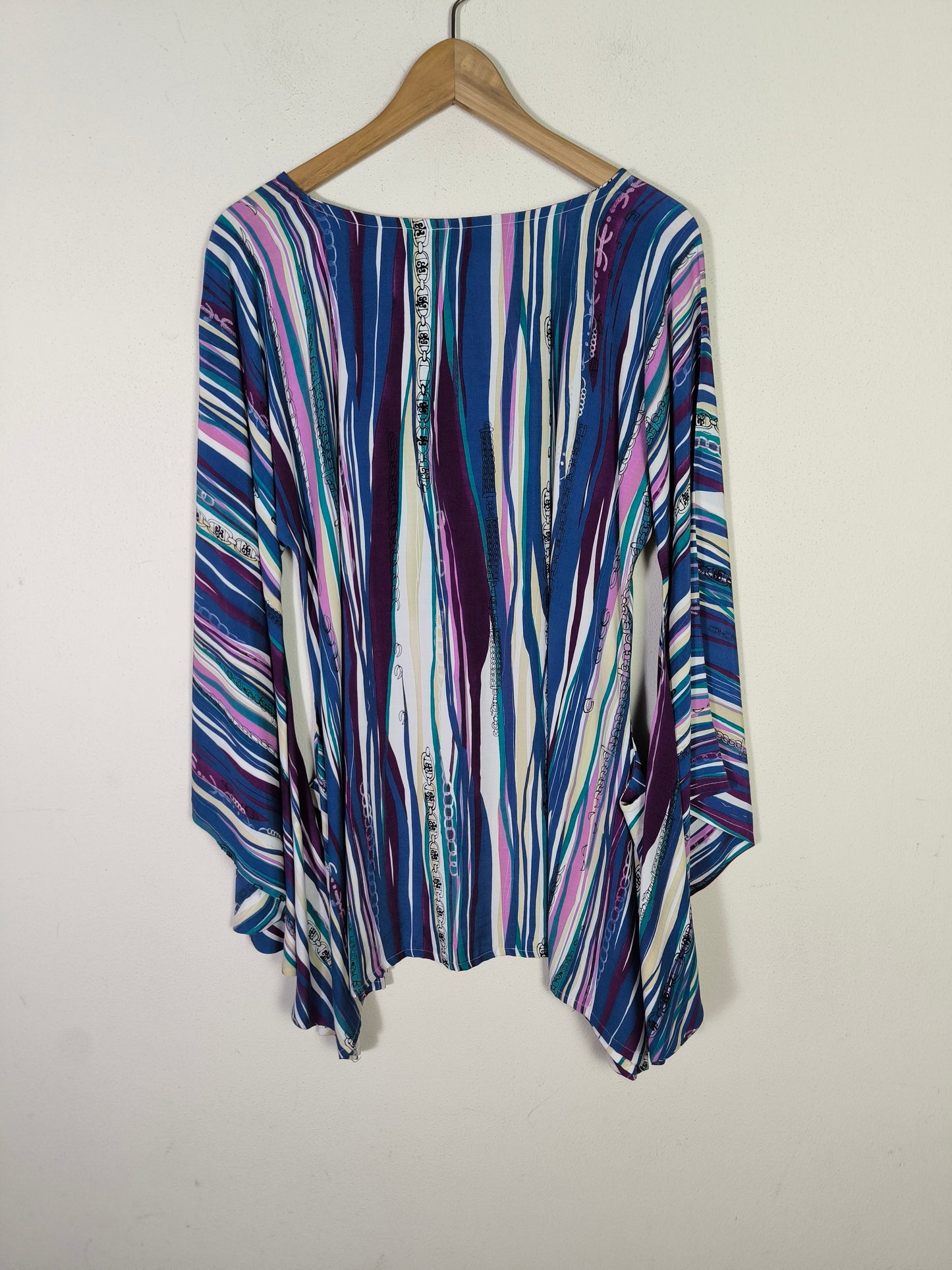 Blusa sartoriale fantasia tessuto anni 70, taglia unica