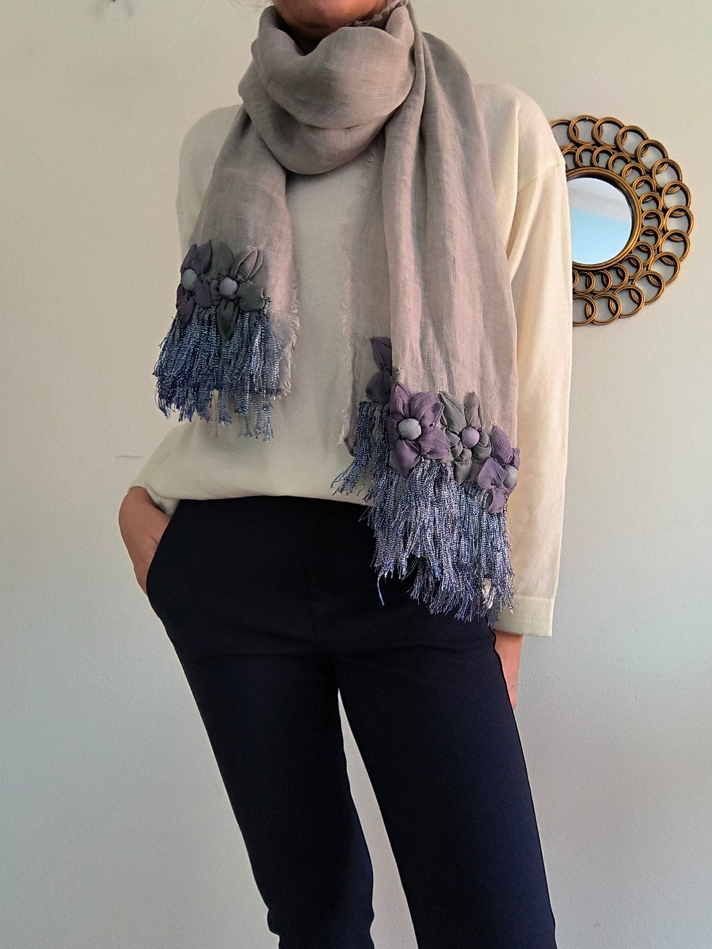 Sciarpa foulard Saldarini grigio