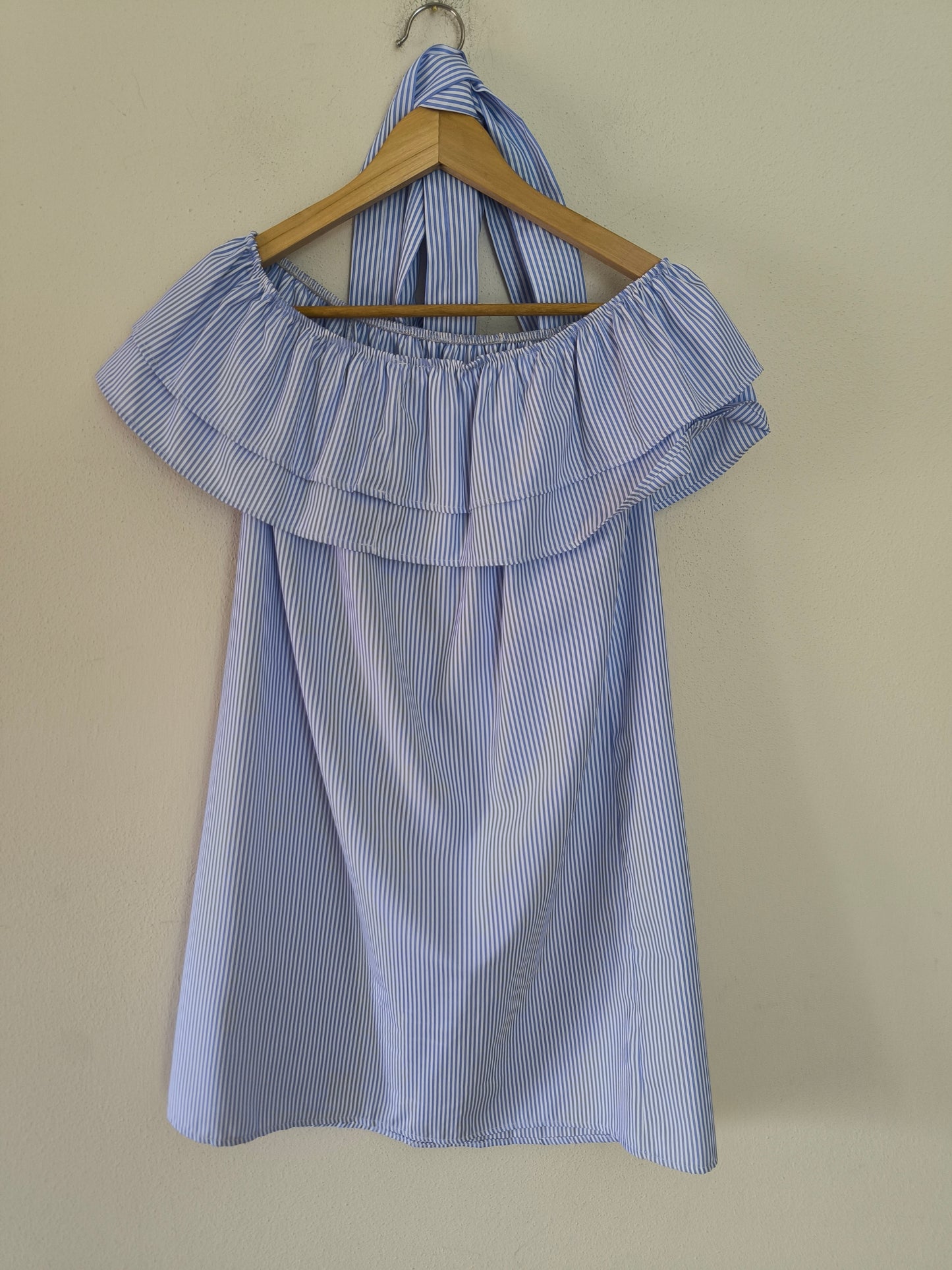 Abito estivo in cotone a righe bianco/blu