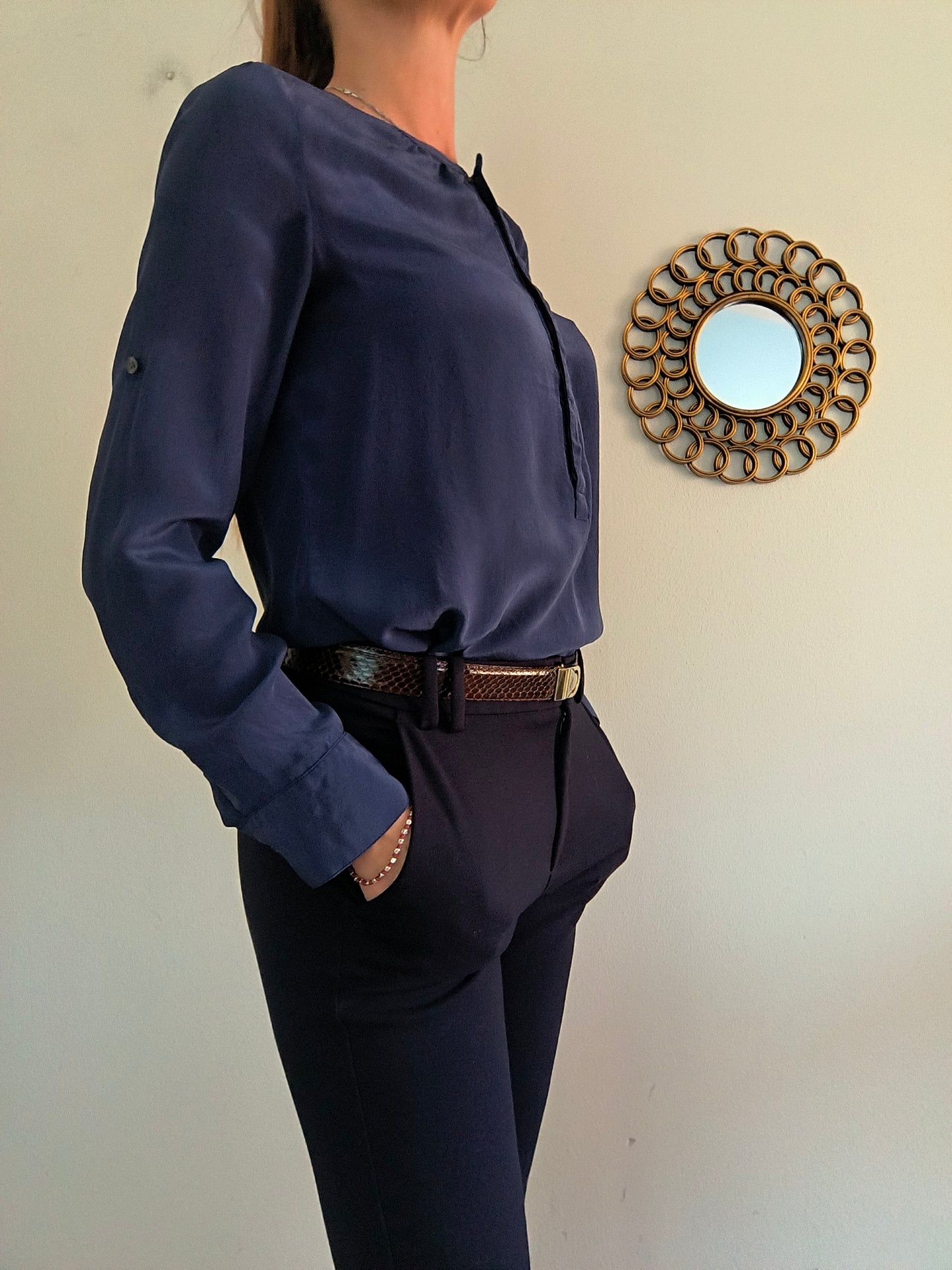 Camicetta in seta blu Banana Republic