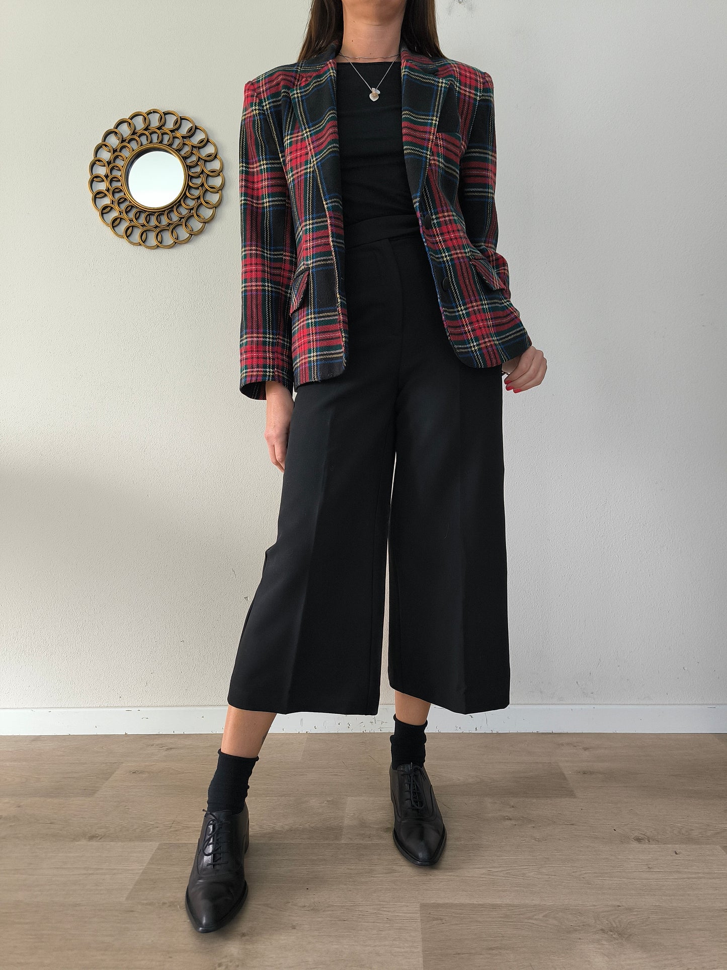 Blazer in tartan rosso/nero tg M