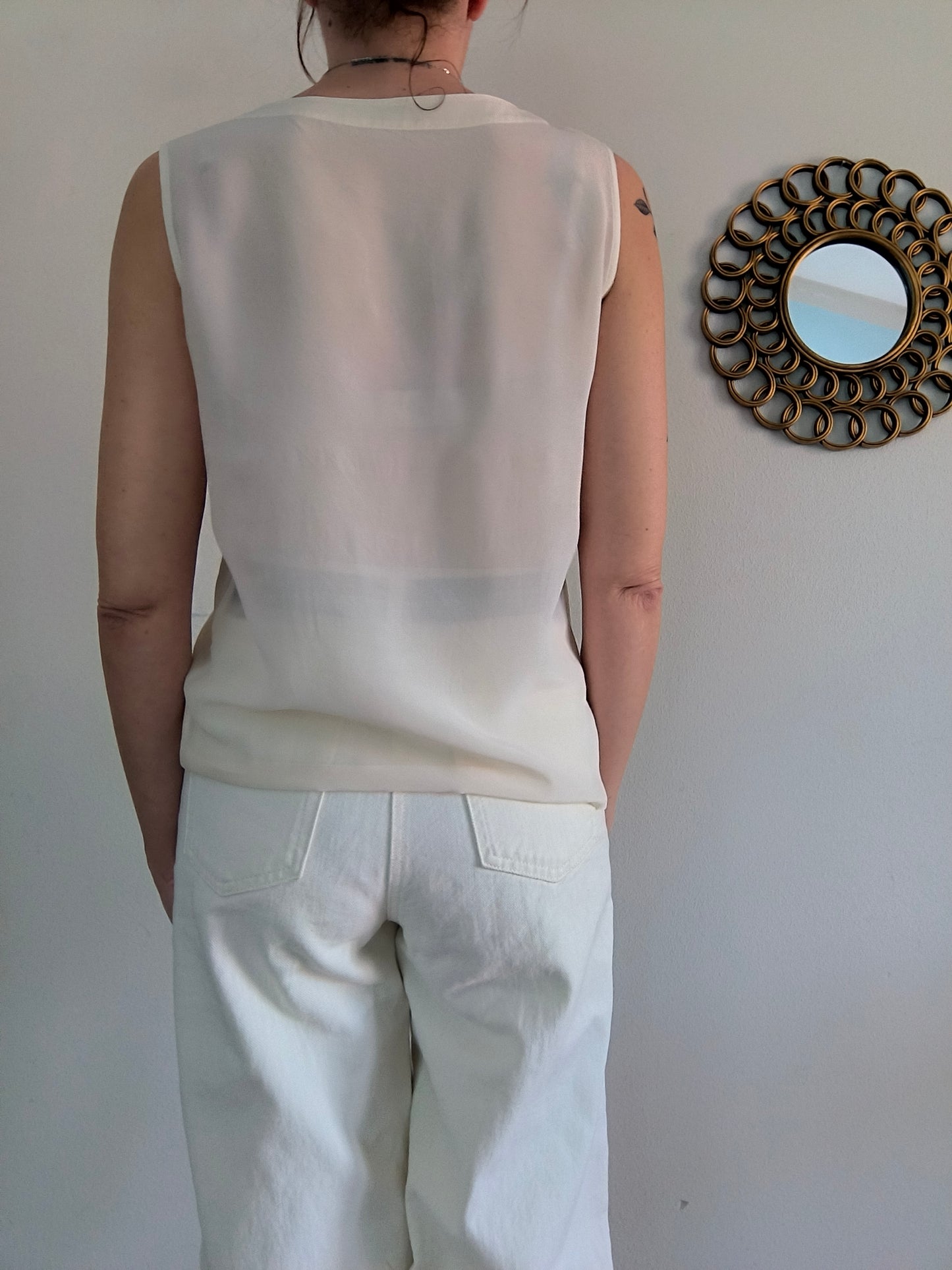 Blusa sartoriale in seta panna tg S/M