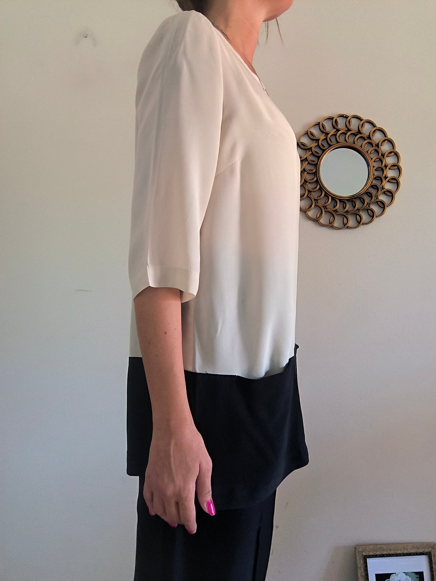 Blusa pura seta nude/nero