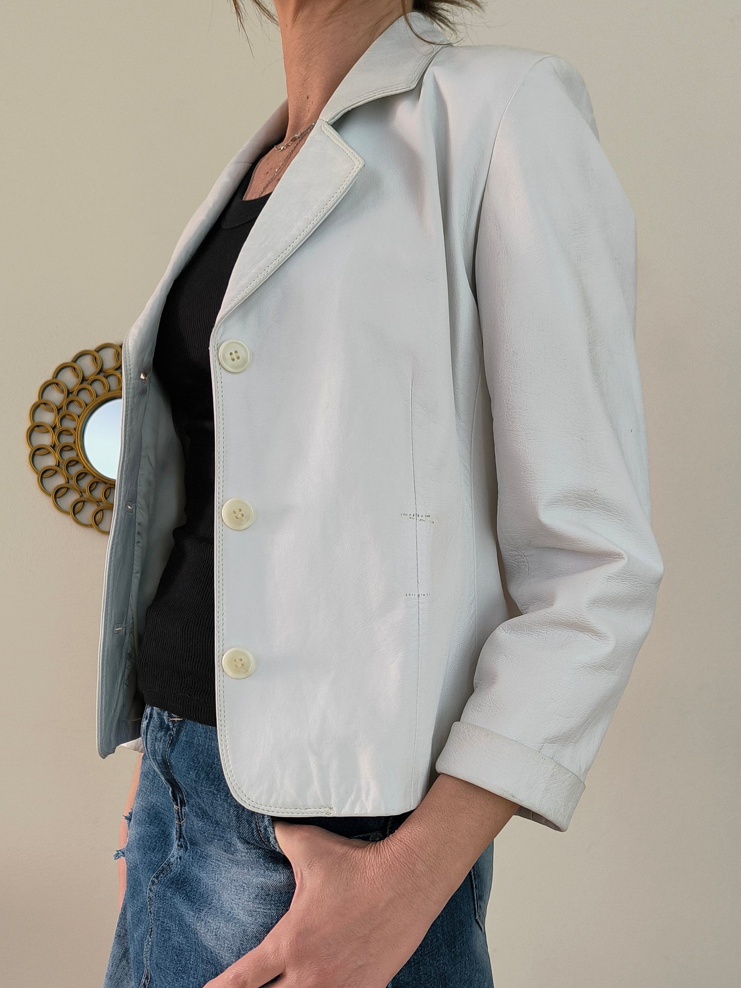 Blazer vera pelle bianco
