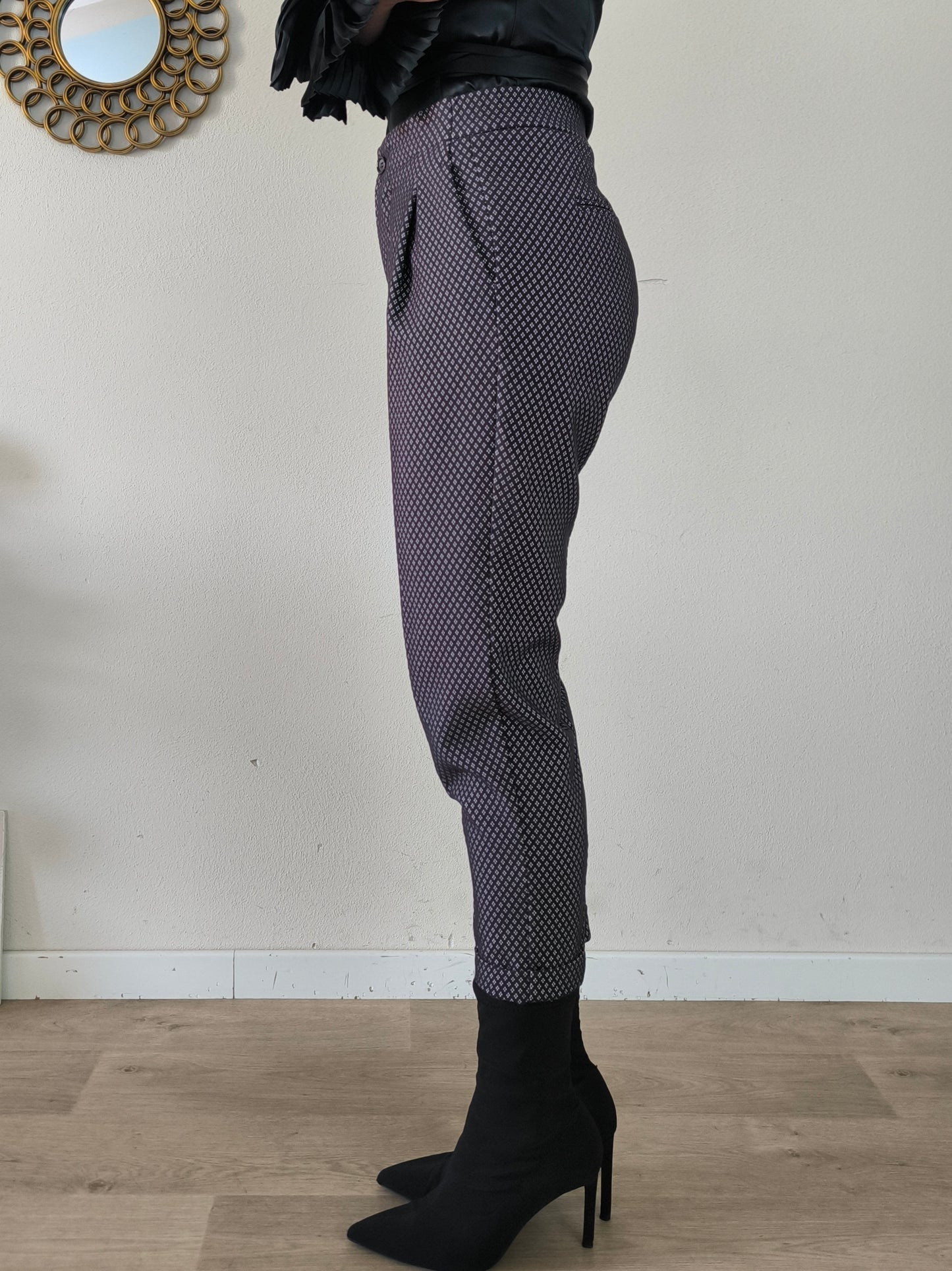 Pantalone Benetton nero con piccola fantasia tg S