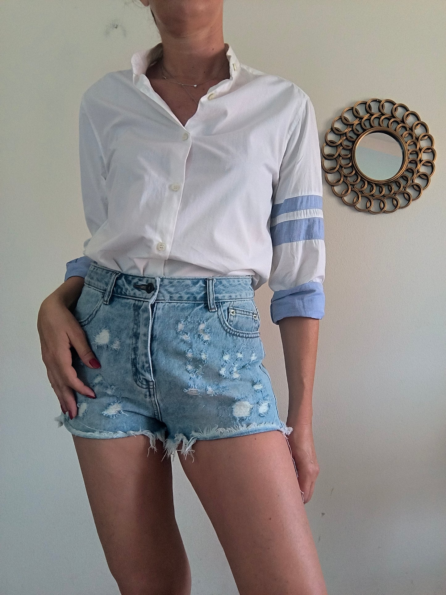 Camicia bianca/azzurra Clap Your Hand