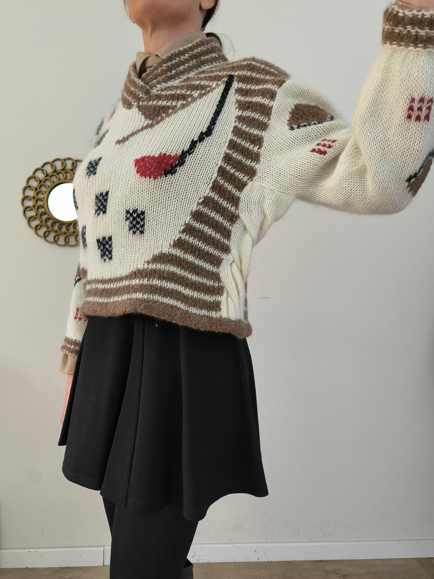 Maglione vintage fantasia in lana alpaca