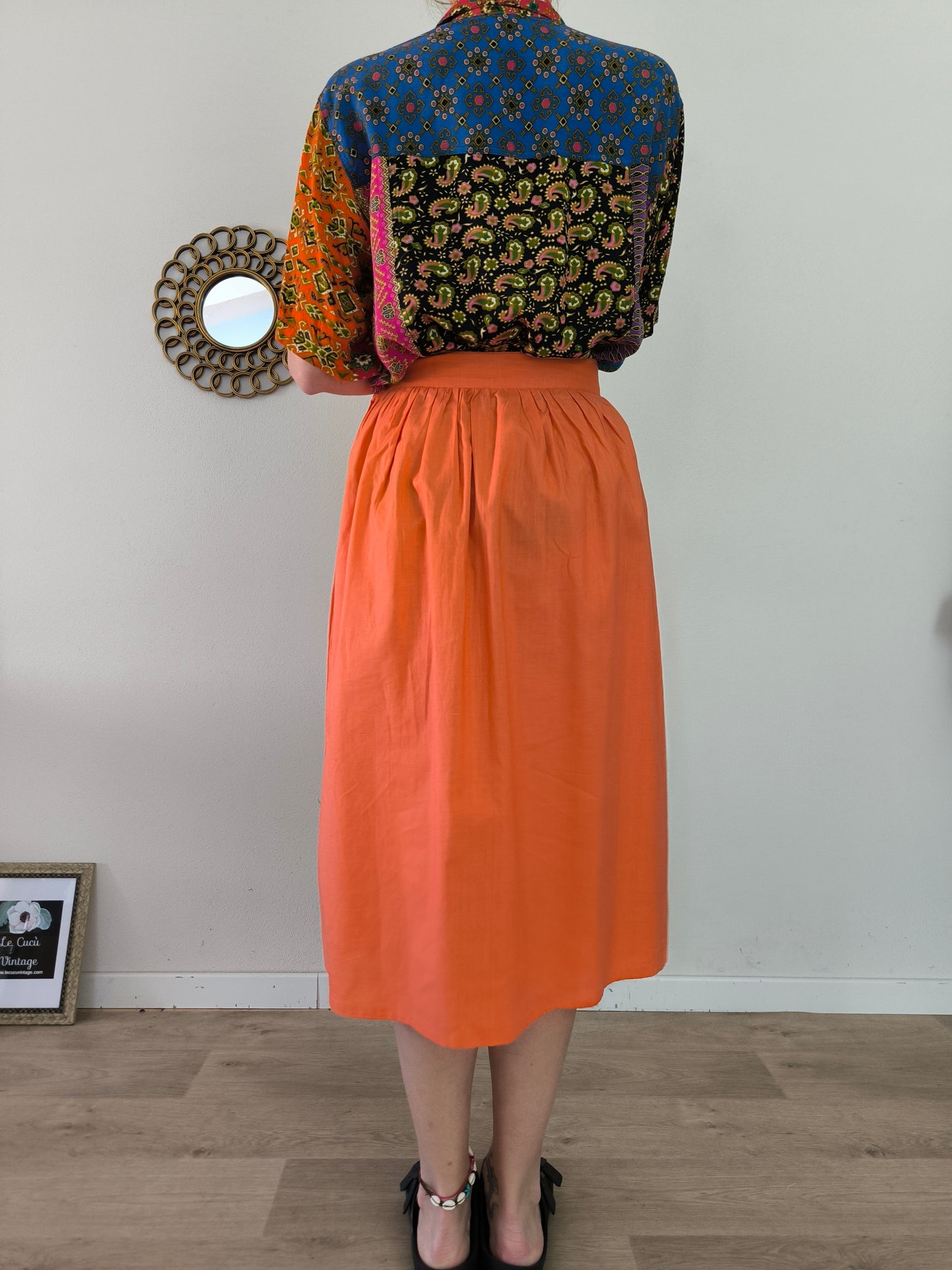 Gonna vintage in cotone arancione