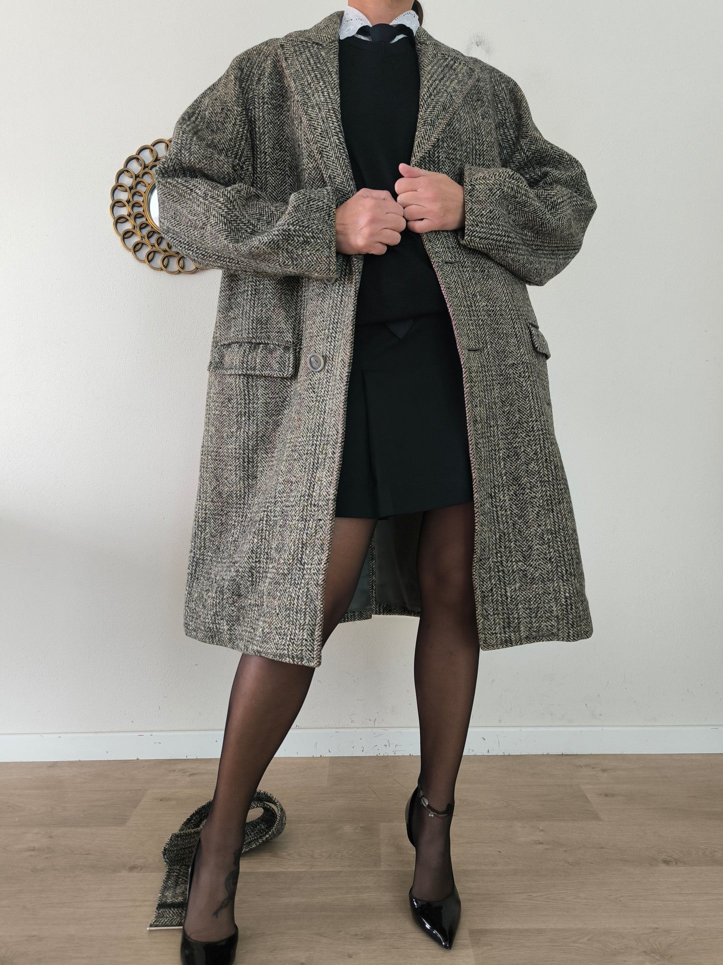Cappotto vintage unisex sartoriale in tweed